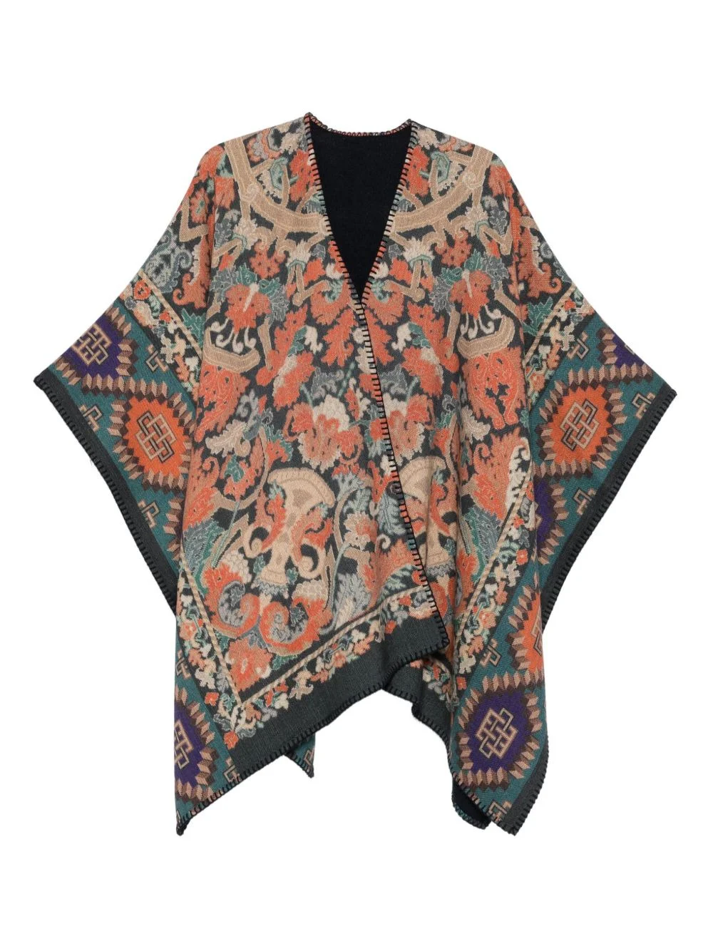 patterned wool cape - 1