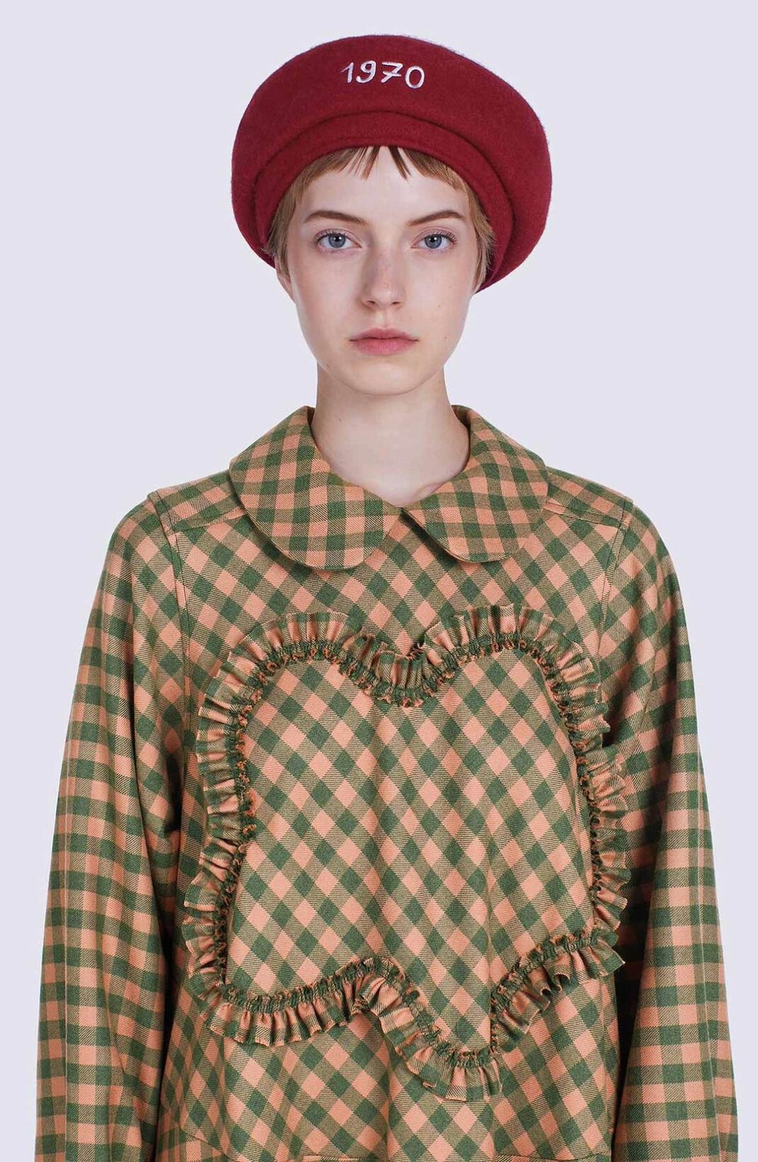 Flared gingham wool dress - 4