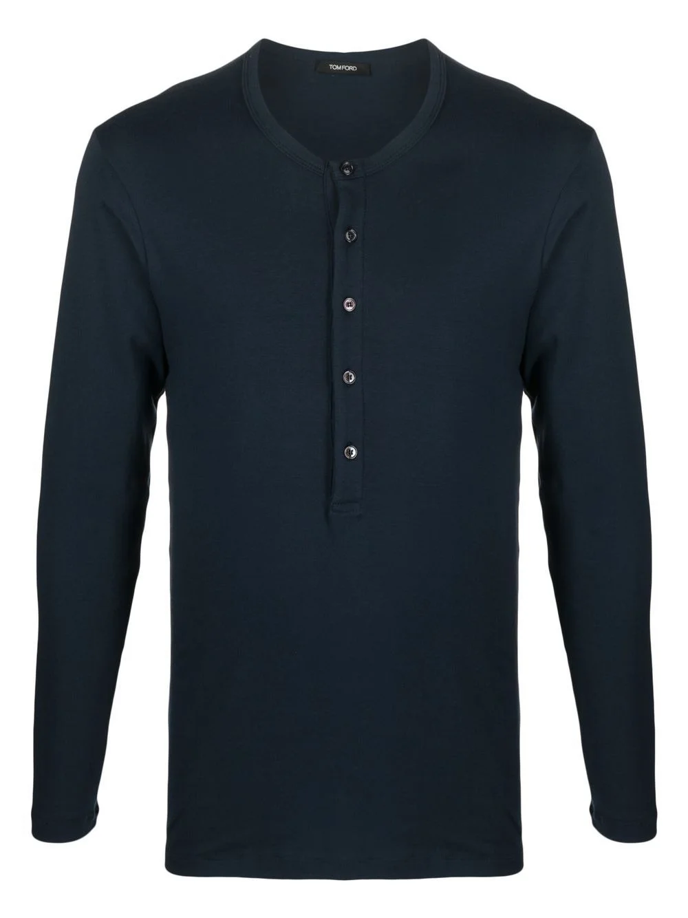 Henley-neck long-sleeve T-shirt - 1