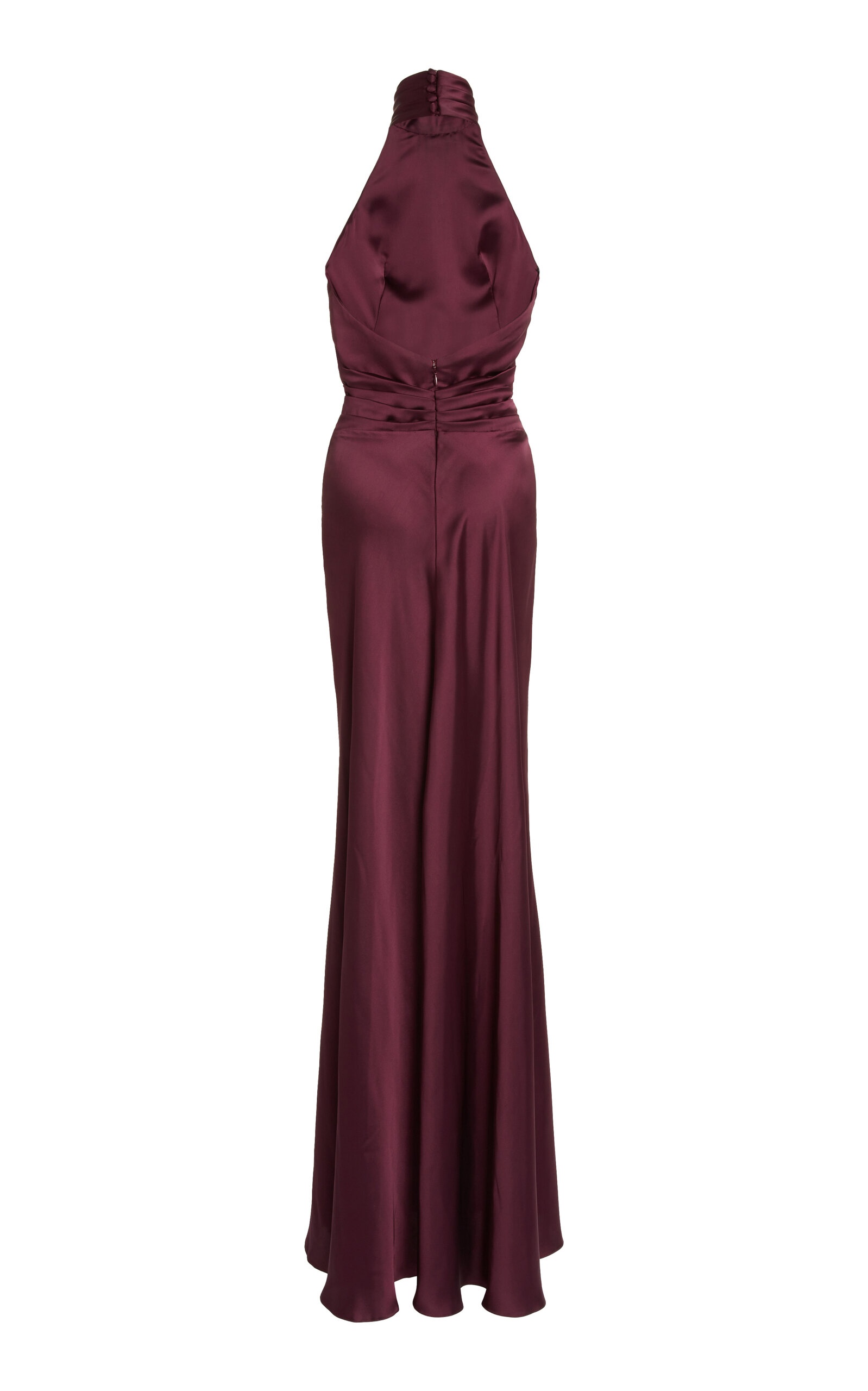 High Neck Satin Maxi Dress purple - 3