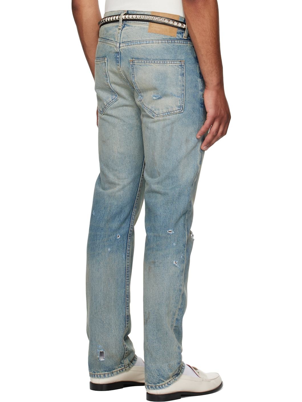 Blue Straight Leg Jeans - 3