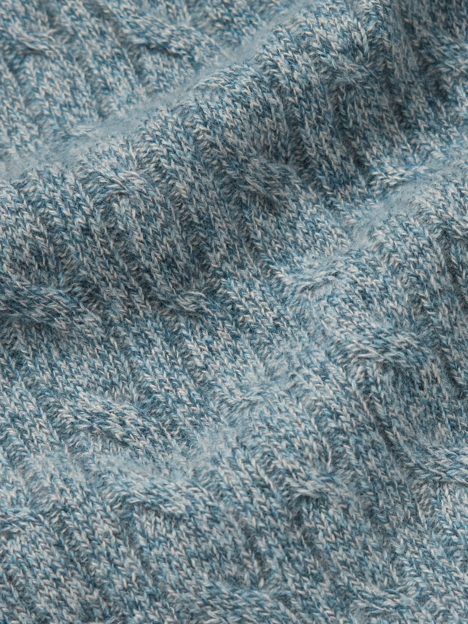 Cable-Knit Cashmere Polo Sweater Blue - 4