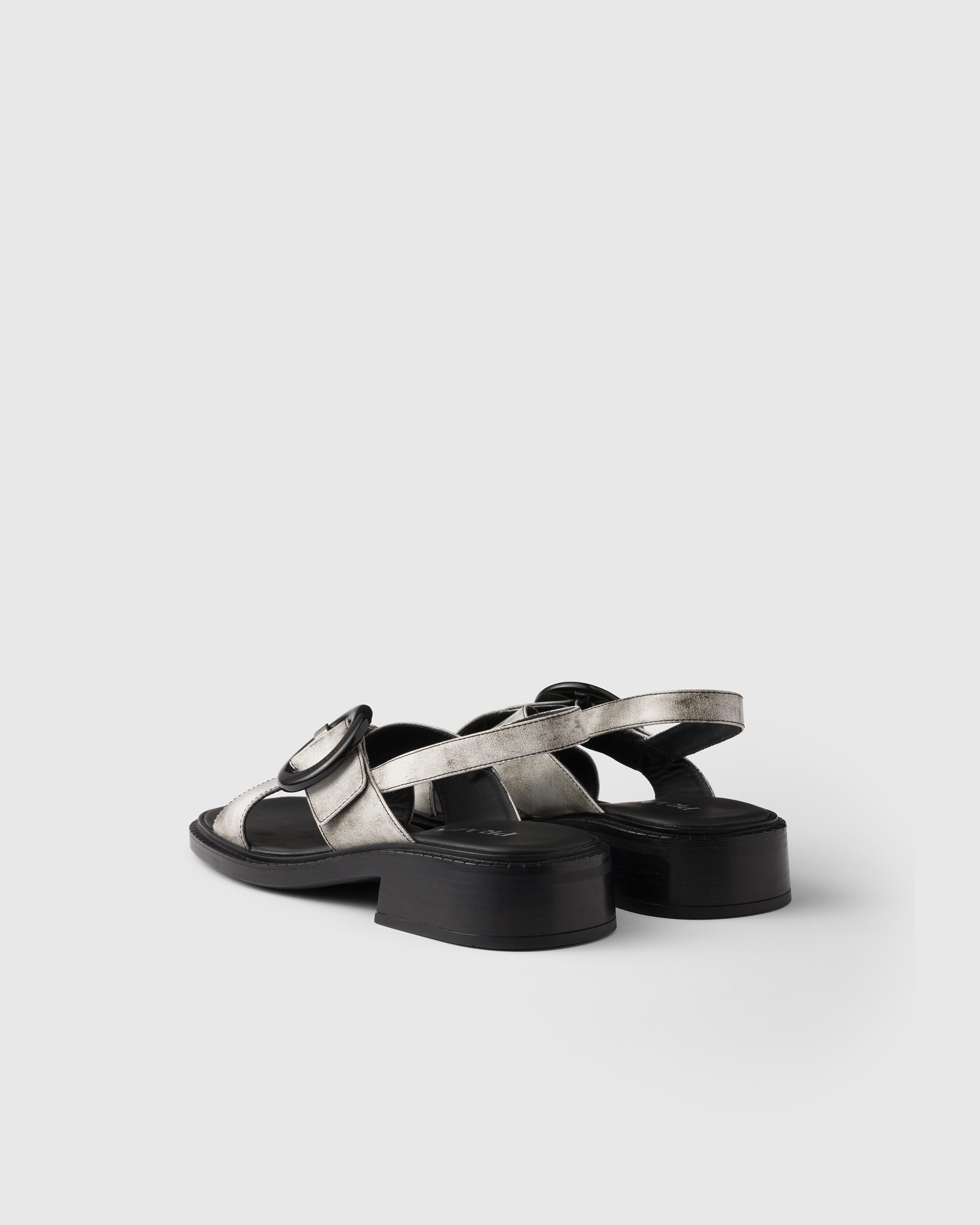 Brushed leather sandals with buckle - 5
