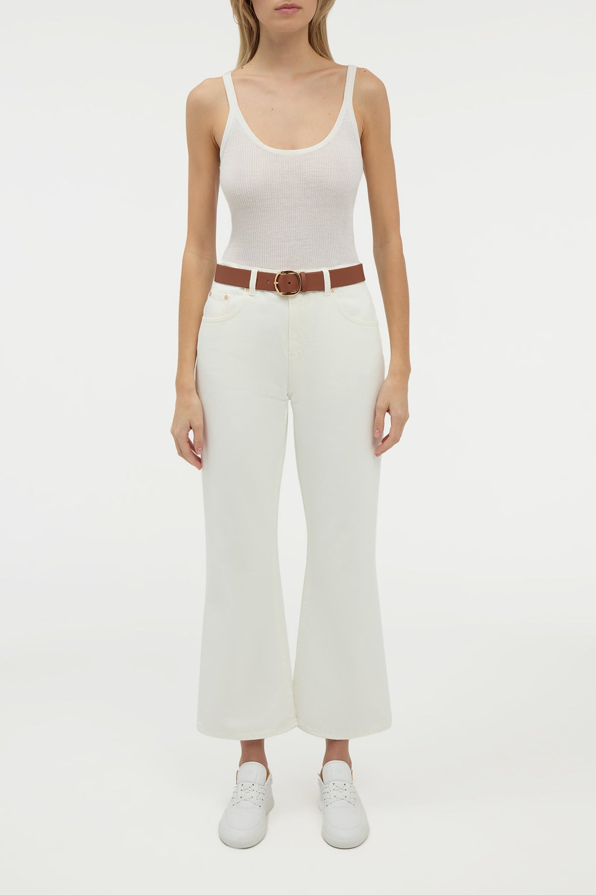 Cinxia Knit Tank Top in Ivory Cashmere Silk with Hemp - 3