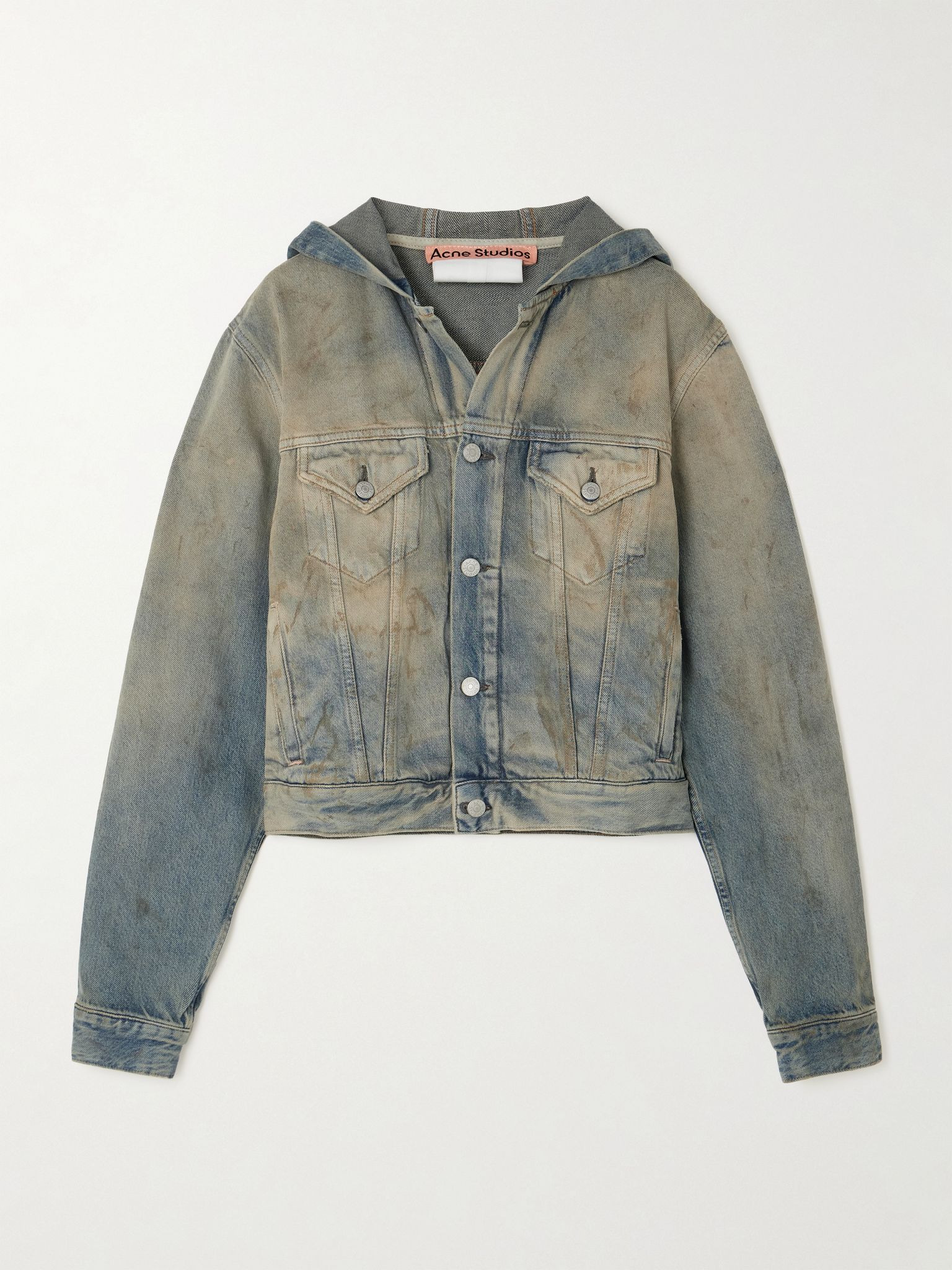 Hooded distressed organic denim jacket Light denim - 1