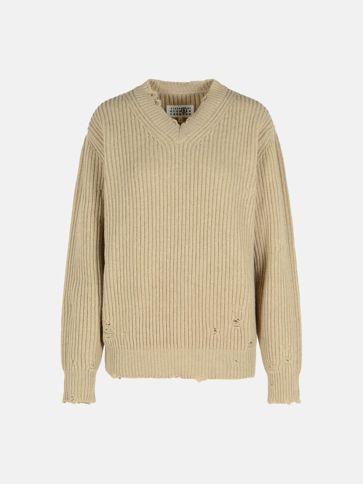 IVORY WOOL BLEND SWEATER - 1