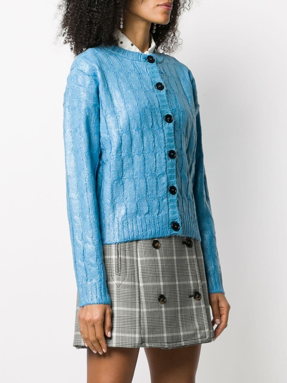 cable-knit button-up cardigan - 3