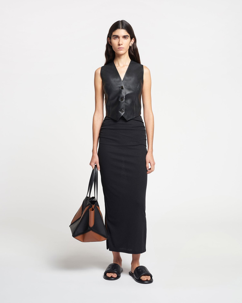 Cropped Regenerated Leather Vest 3