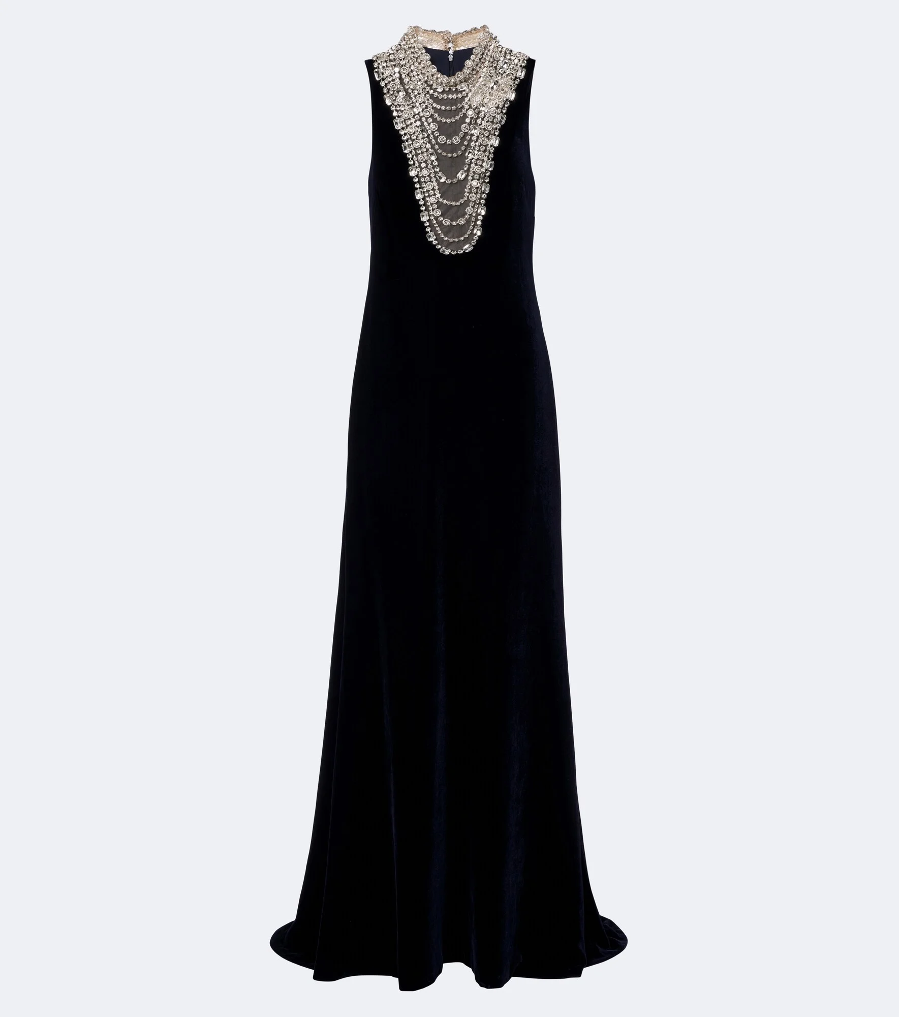 Crystal-embellished velvet gown - 1