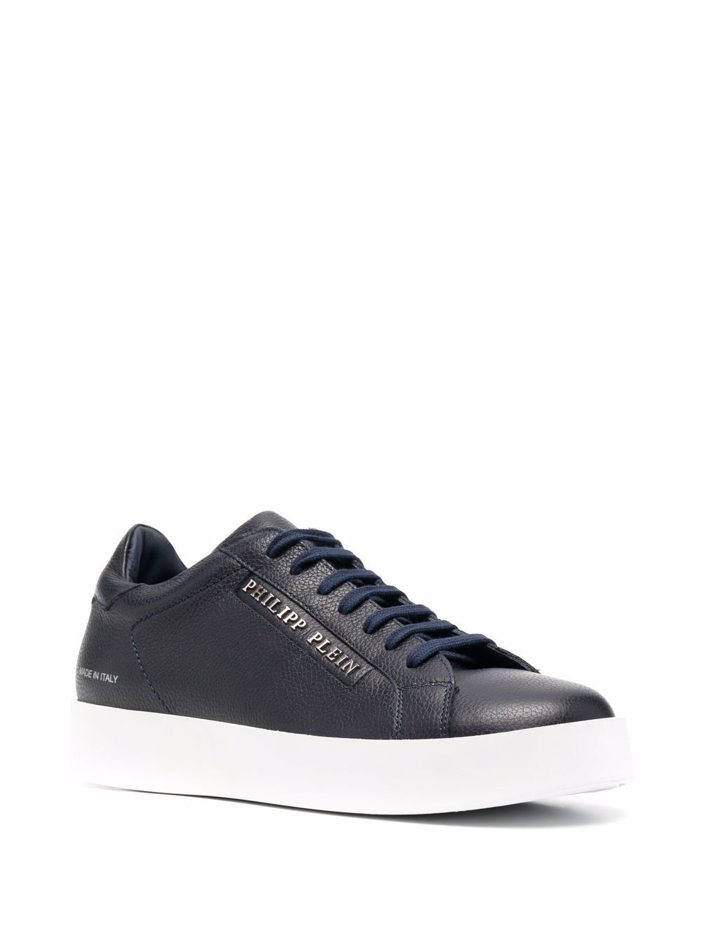 logo-print leather trainers - 2