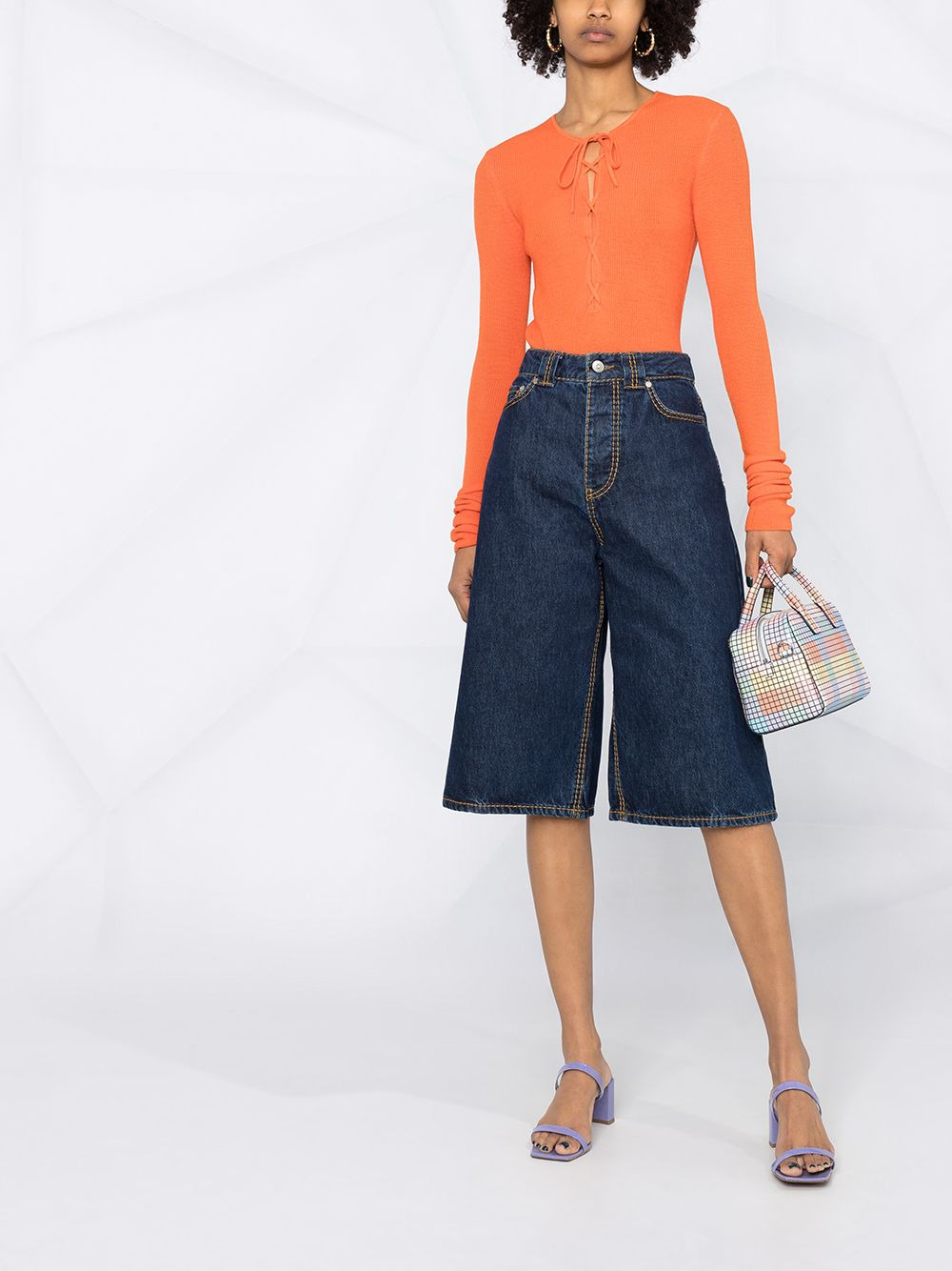lace-up merino top - 2