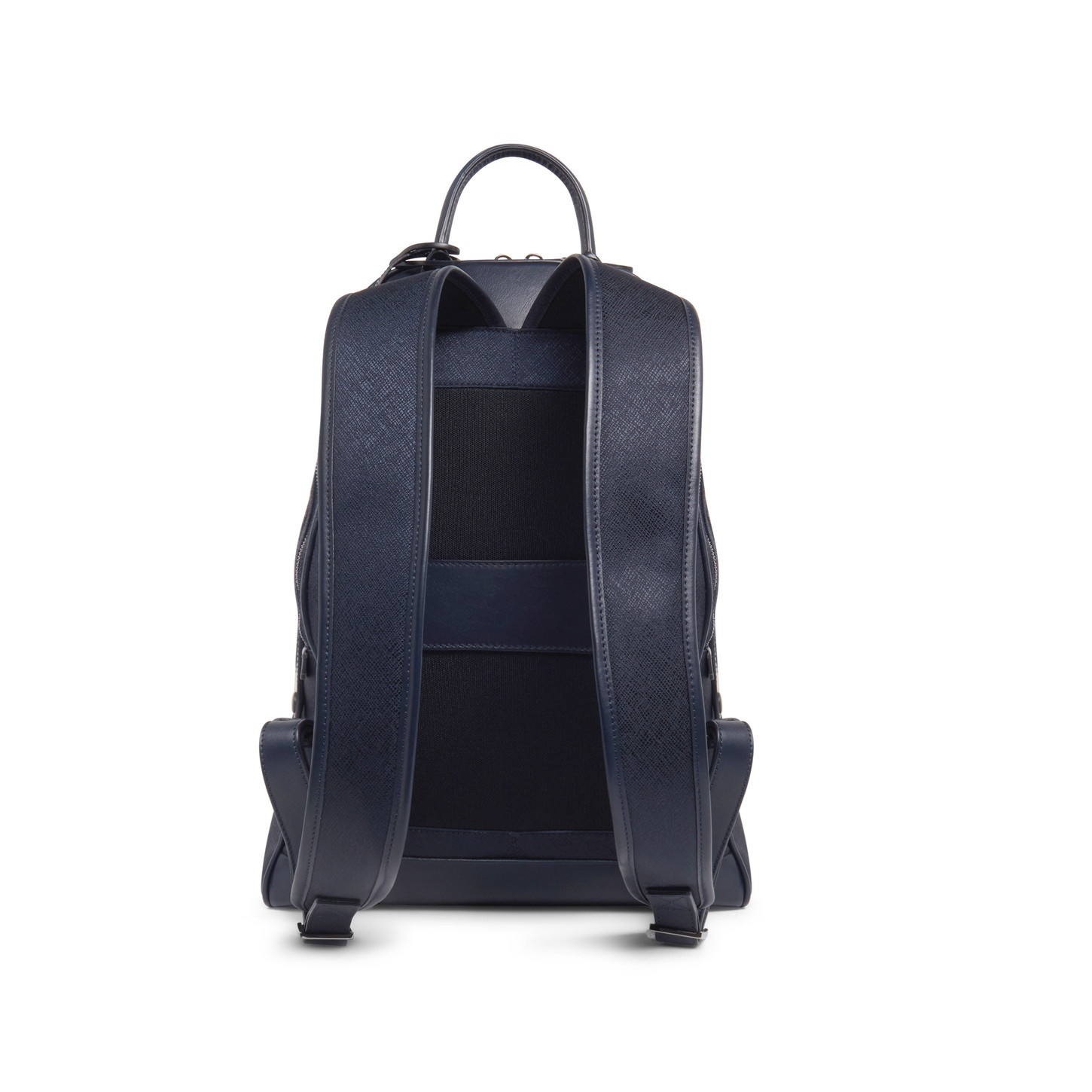 Blue leather and nylon backpack - 4