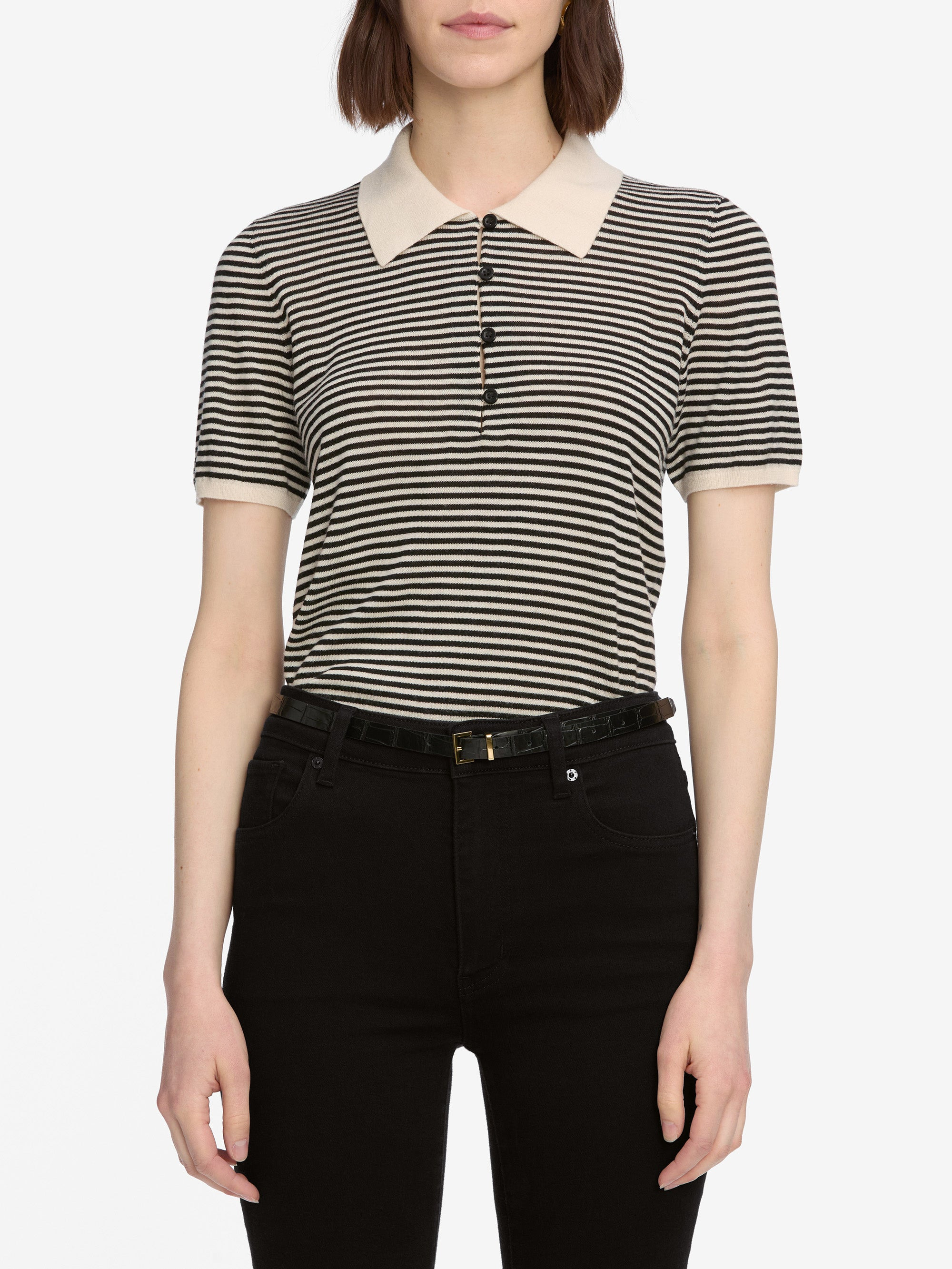 The Smart Polo in Cream Multi - 3