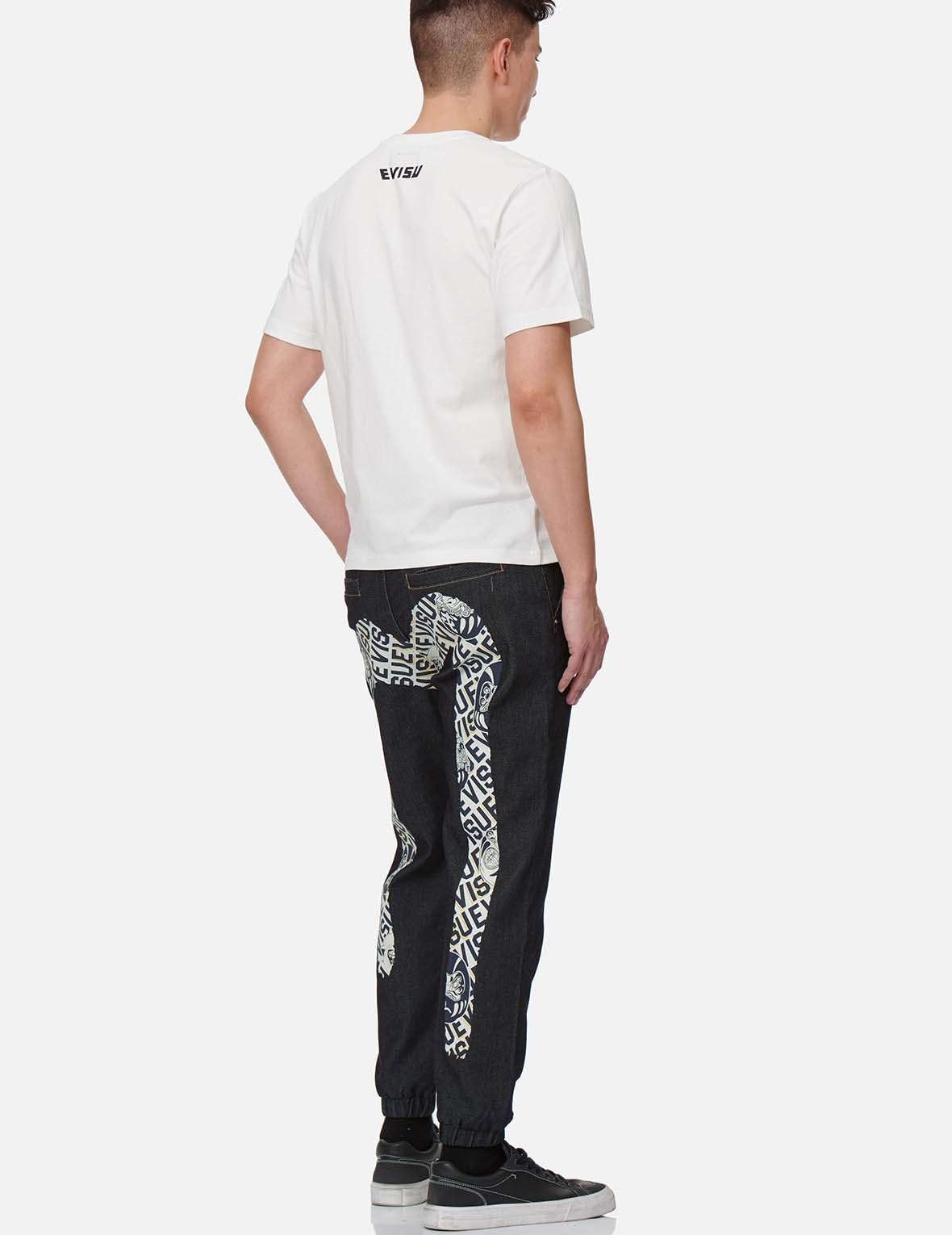 DARUMA BUDDIES DAICOCK PRINT DENIM JOGGER PANTS - 3