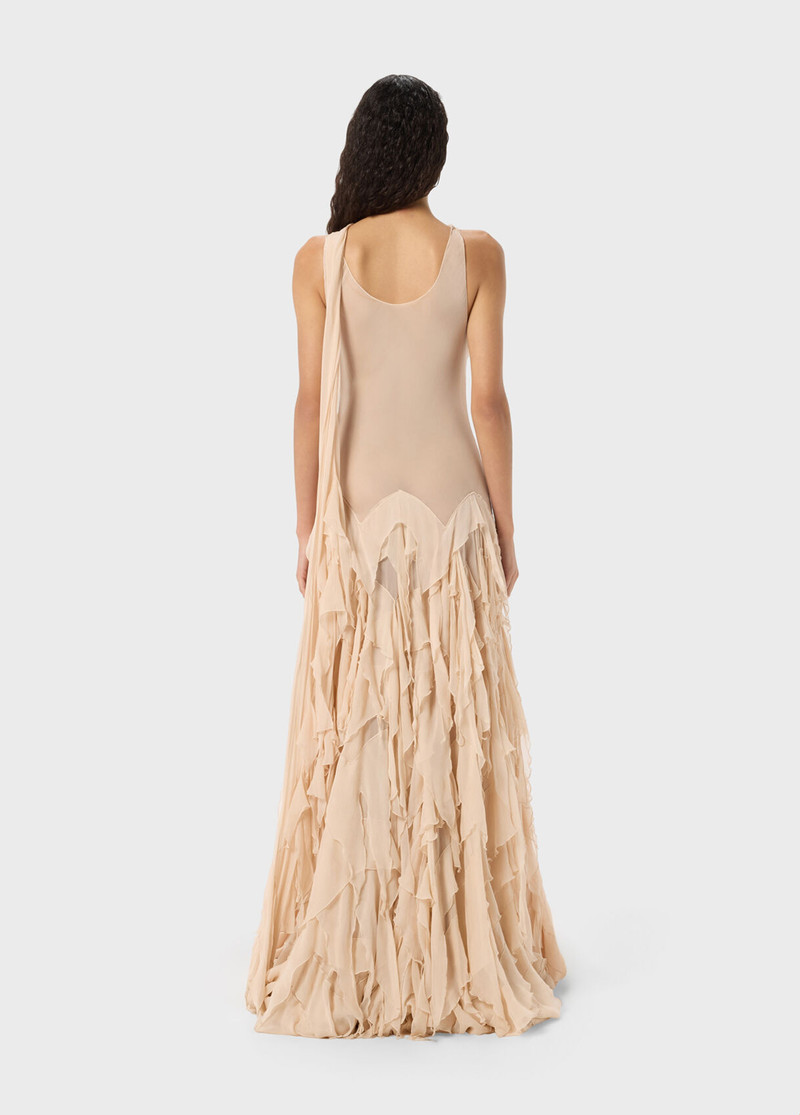 LONG GEORGETTE DRESS WITH SCALLOPED RUFFLES 3