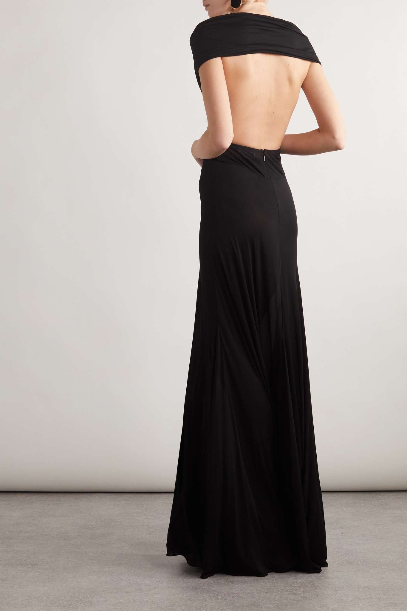 Off-the-shoulder draped chiffon maxi dress - 3