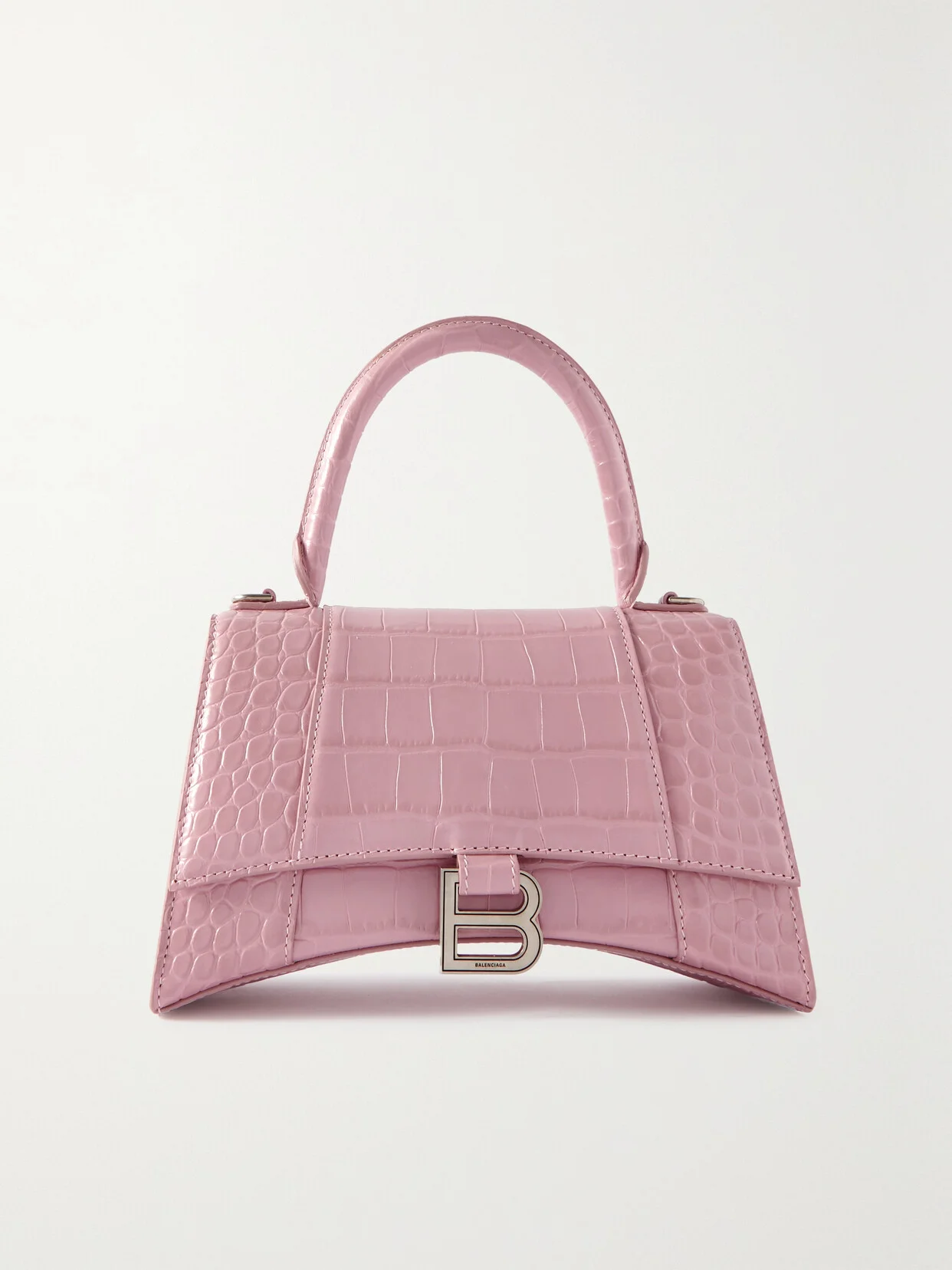 Hourglass Small Croc-effect Leather Tote - 1