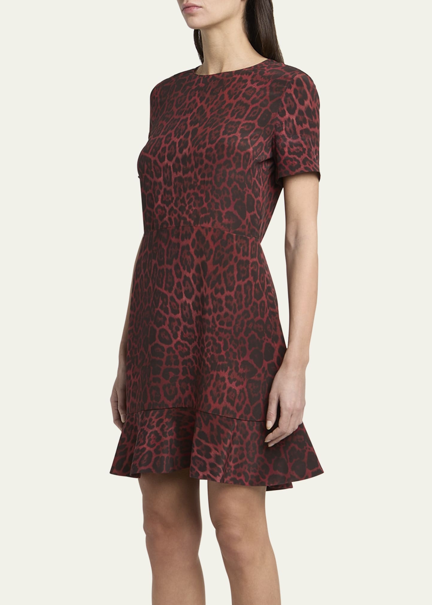 Leopard Print Flared Hem Silk Dress - 4