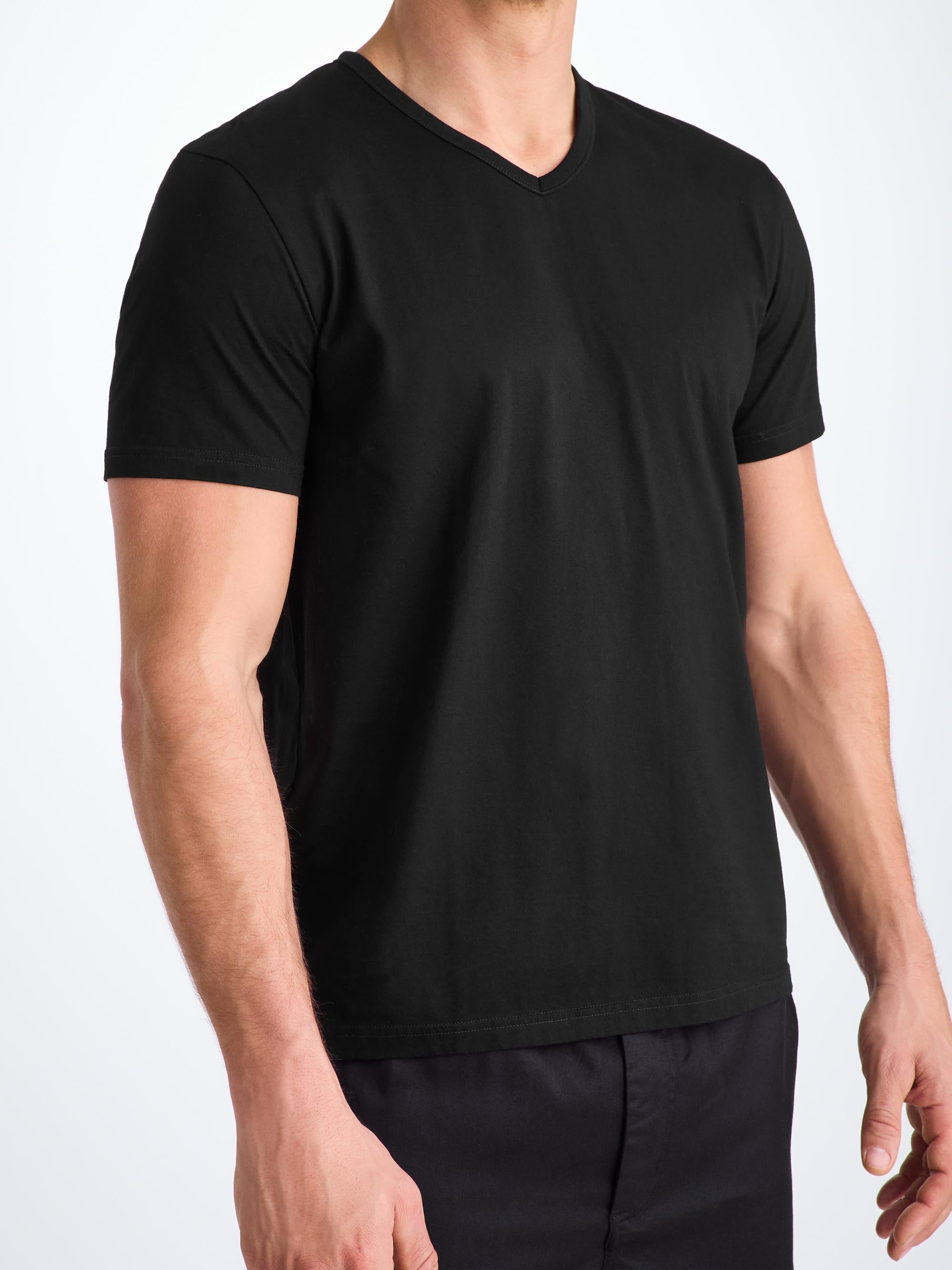 Men's V-Neck T-Shirt Barny Pima Cotton Black - 7