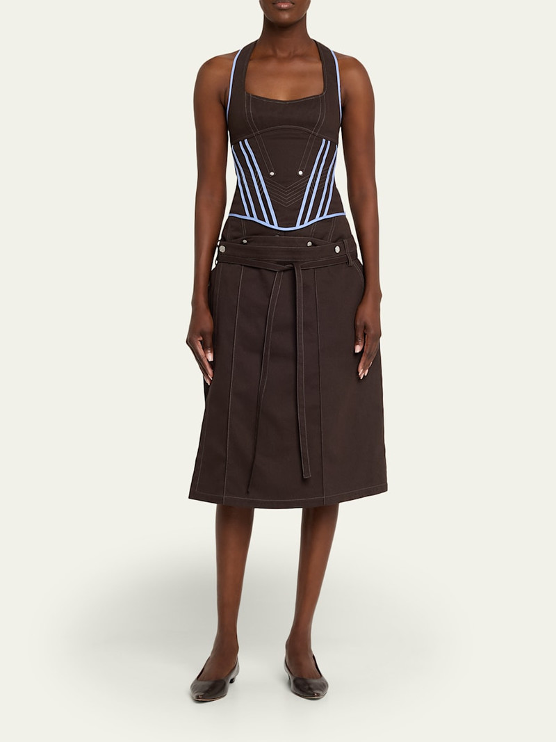 JANE/WADE Corseted Denim Pencil Skirt outlook