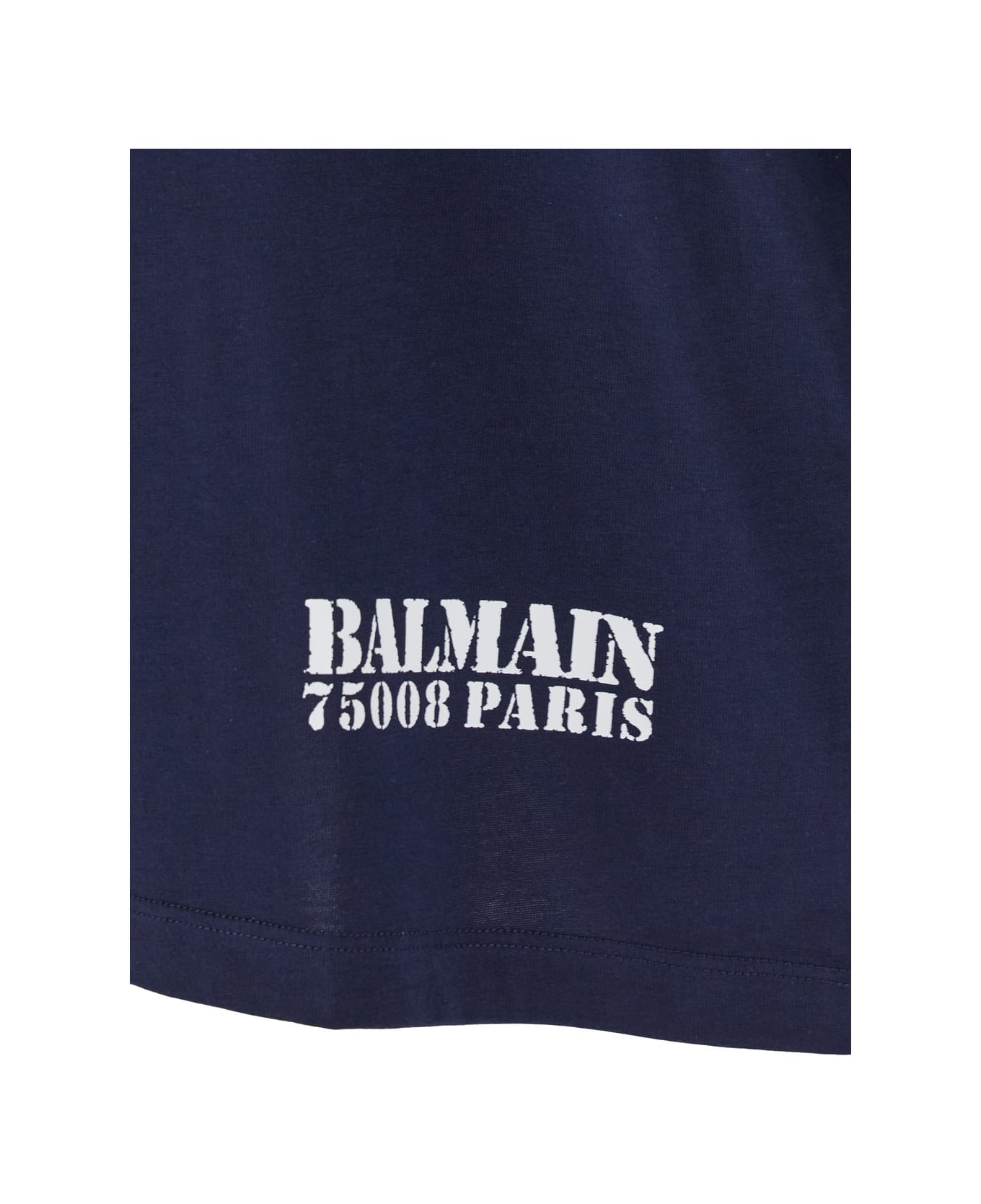 Blue Crewneck T-shirt With Logo Lettering Print On The Front In Cotton Man - 3
