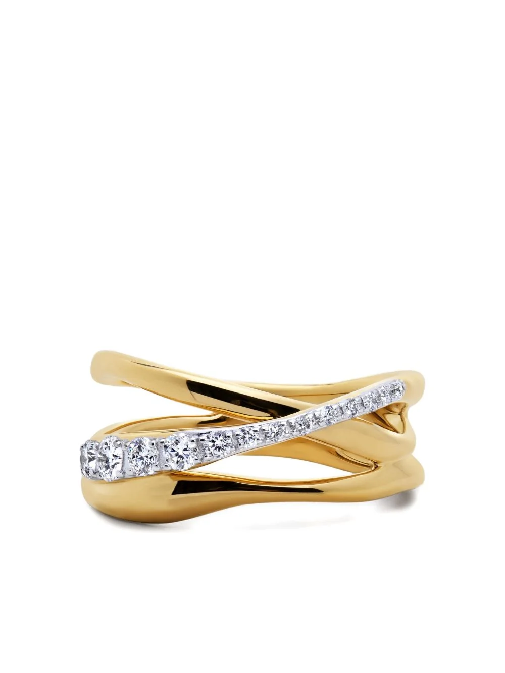 pavé diamond crossover ring - 1