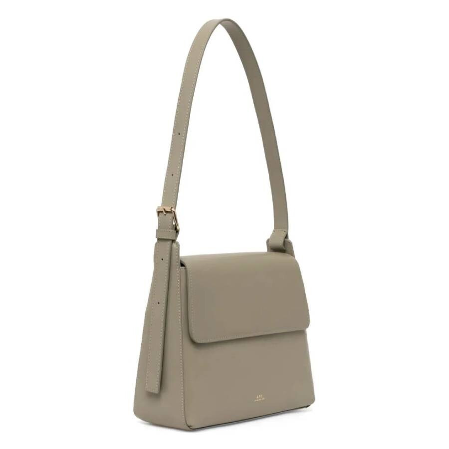 A.P.C. Vert Taupe Leather Virginie Flap Bag - 2