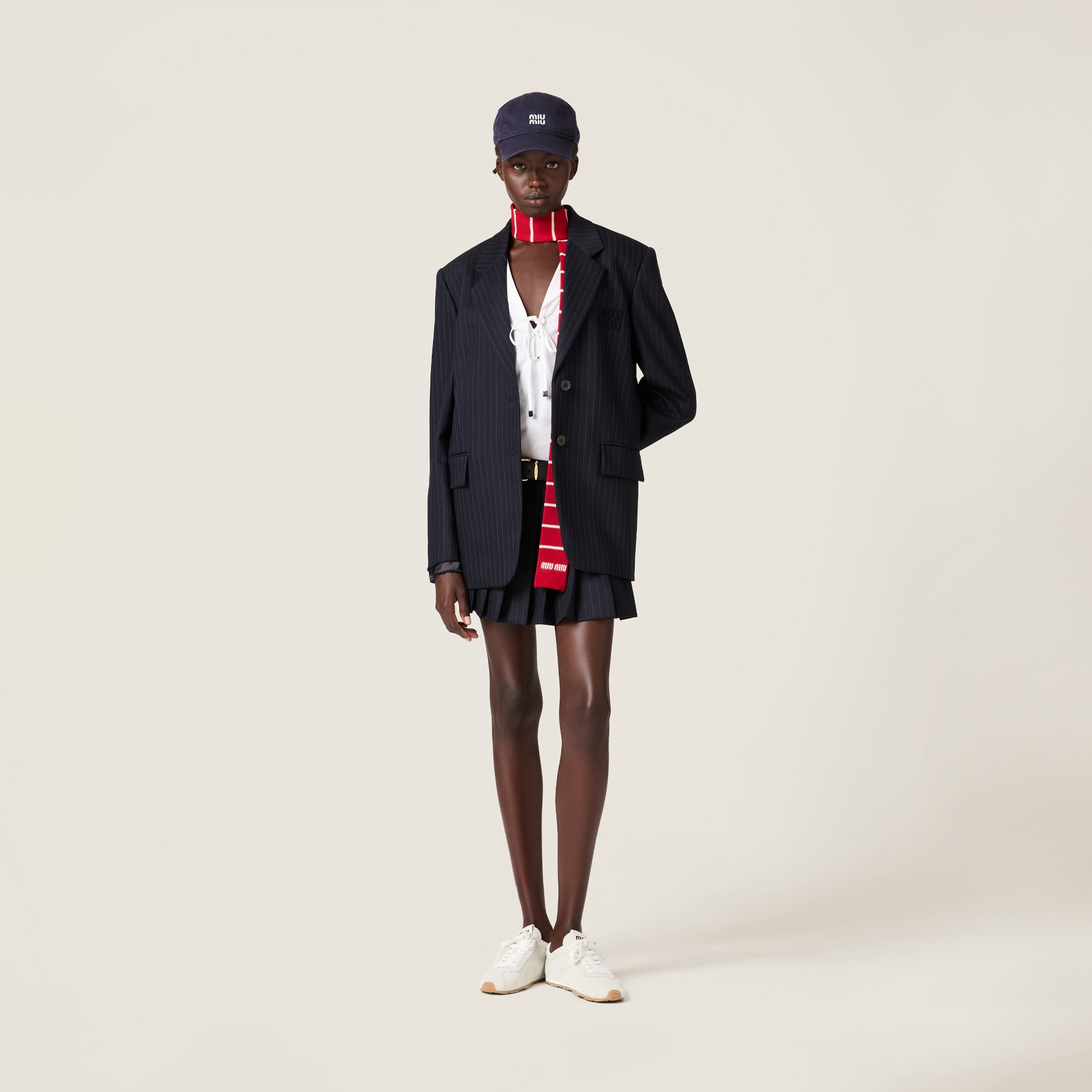 ジャケット Miu Miu Single-Breasted Pinstripe Wool Blazer Miu Miu Single-breasted Pinstripe Blazer In Blue | ModeSens