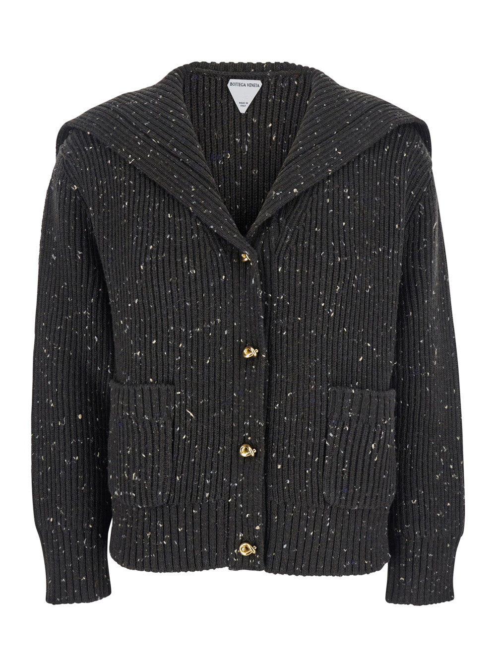 Bottega Veneta Women Brown Cardigan With English Rib Design And Buttons With Knot Detail In Wool Wom - 1