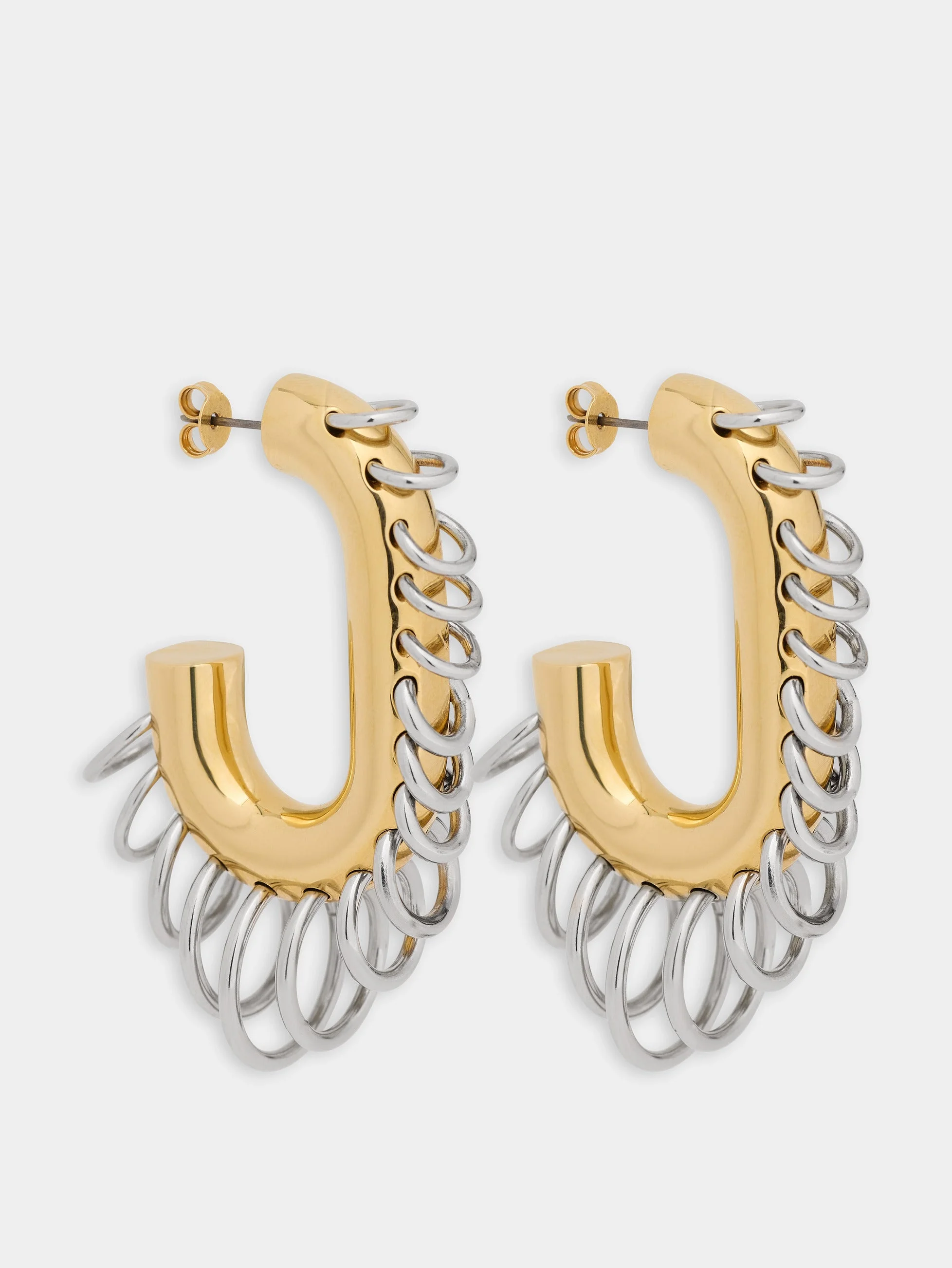 PUNK XL LINK EARRINGS IN BICOLOR GOLD AND SILVER - 1