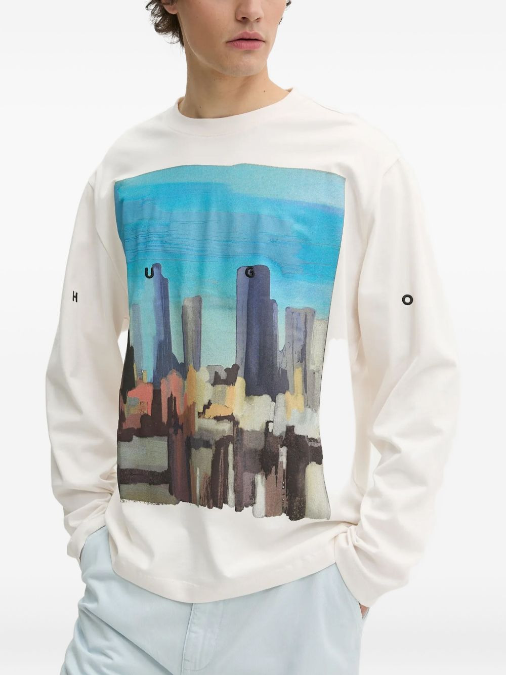 cityscape long-sleeved T-shirt - 3