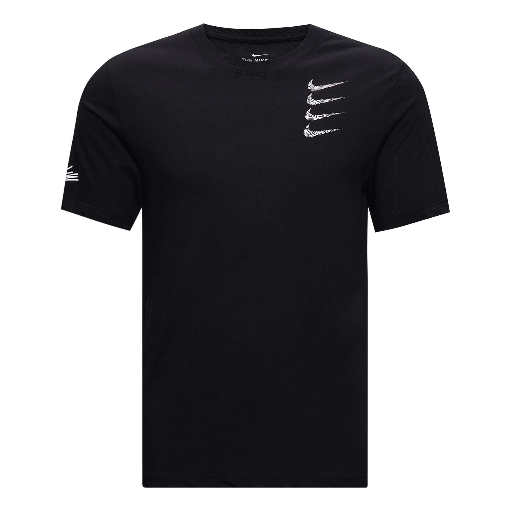 Nike Round Neck Training Short Sleeve 'Multi Swoosh Black White' CT6465-010 - 1