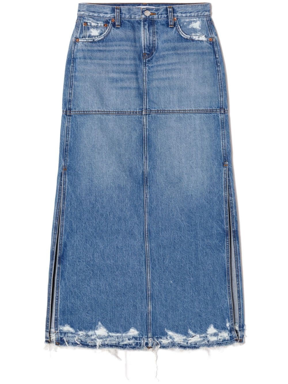 split mid-rise denim skirt - 1