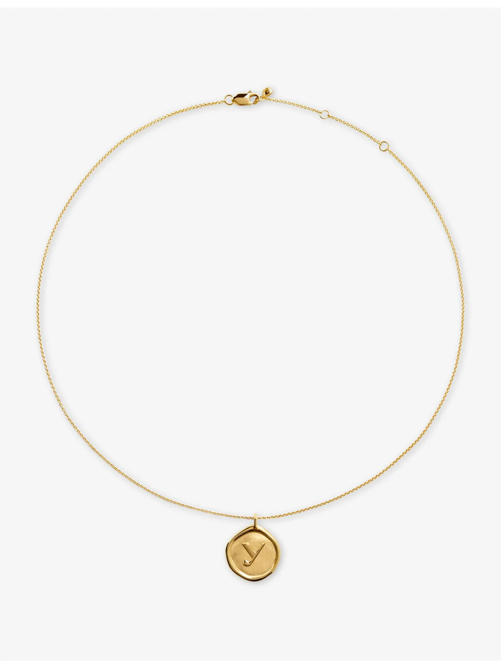Initial Y Stamp 18ct Yellow Gold Vermeil Chain Necklace - 1