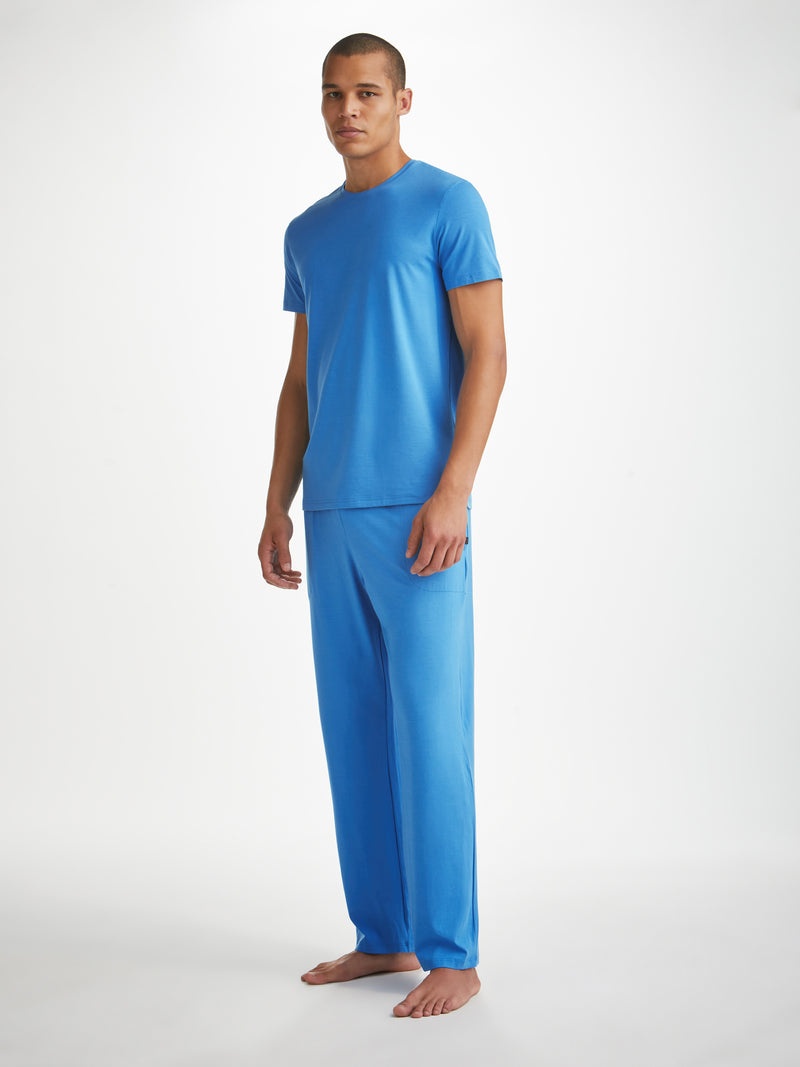 Men's Lounge Trousers Basel Micro Modal Stretch Azure Blue - 2