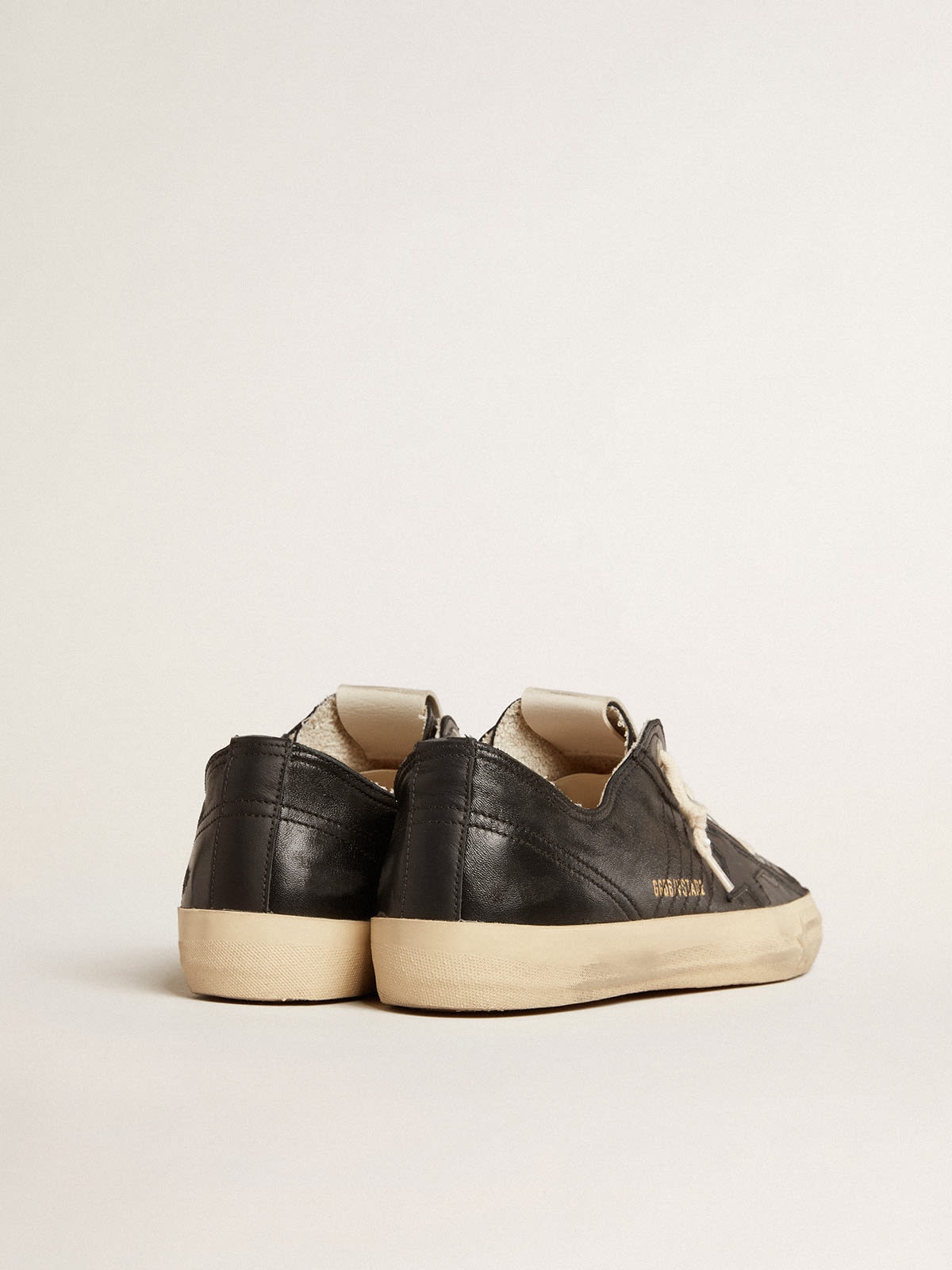 Men's V-Star in black nappa leather with a black leather star - 5