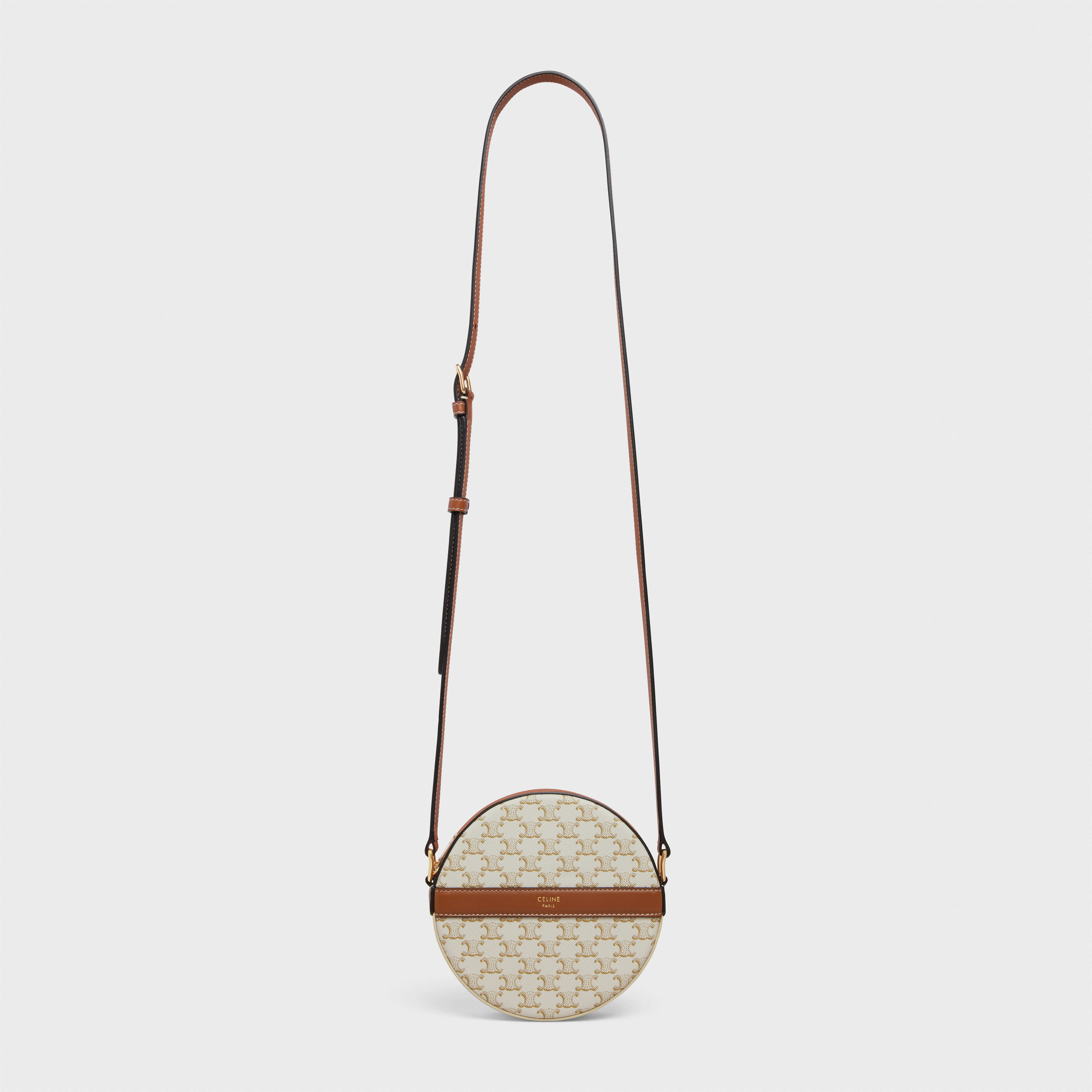 ROUND PURSE ON STRAP in Triomphe Canvas and Lambskin - 5