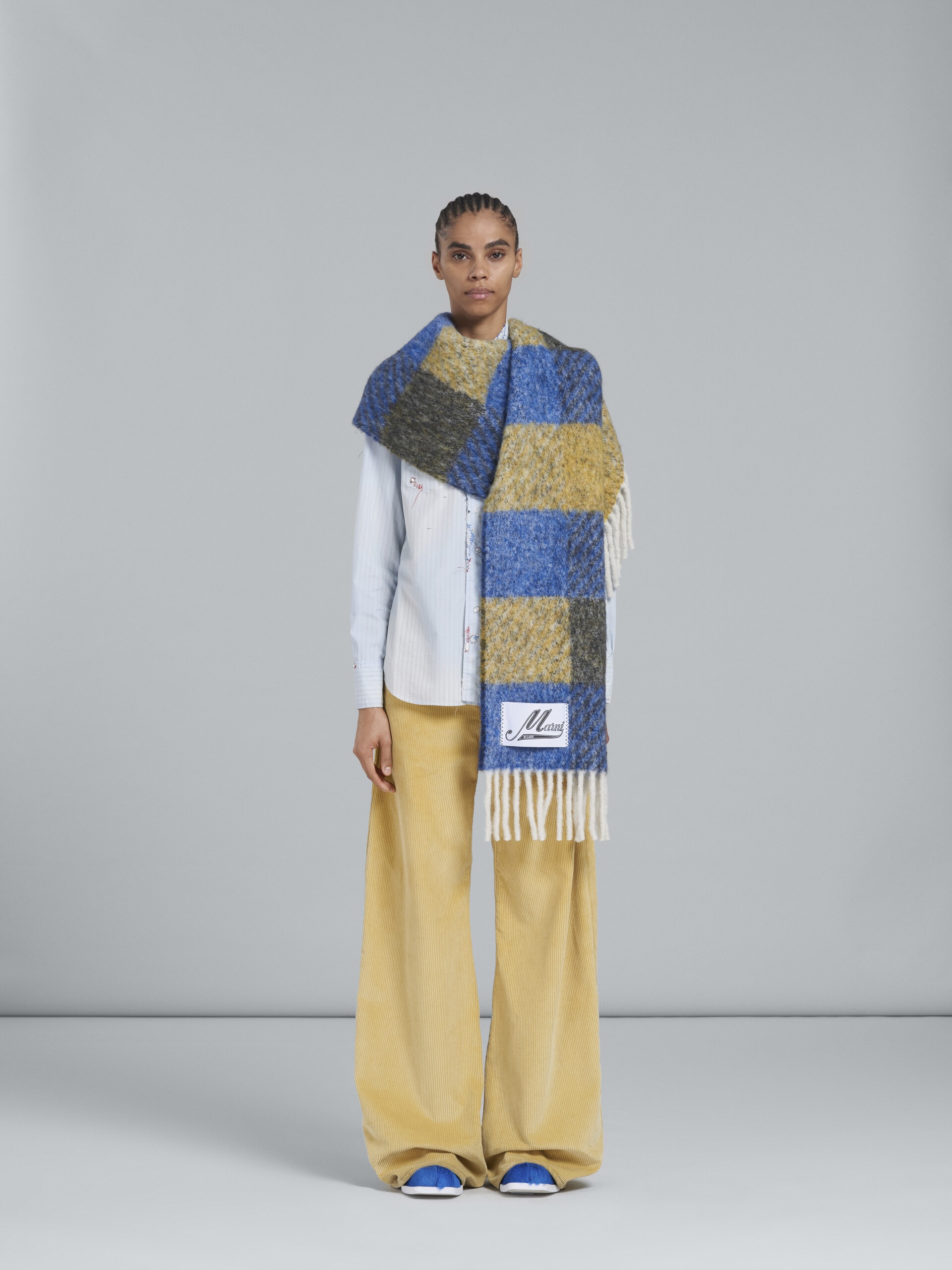 BLUE-TONE MOHAIR SCARF - 2