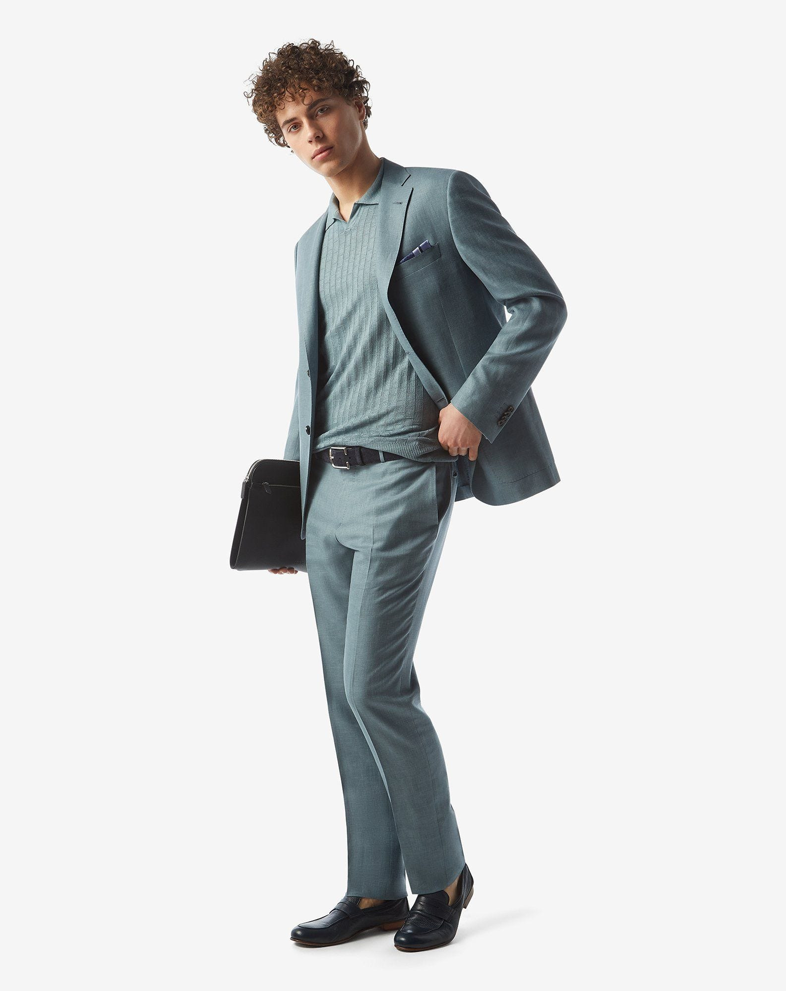 Aviator blue wool, linen and silk suit - 2