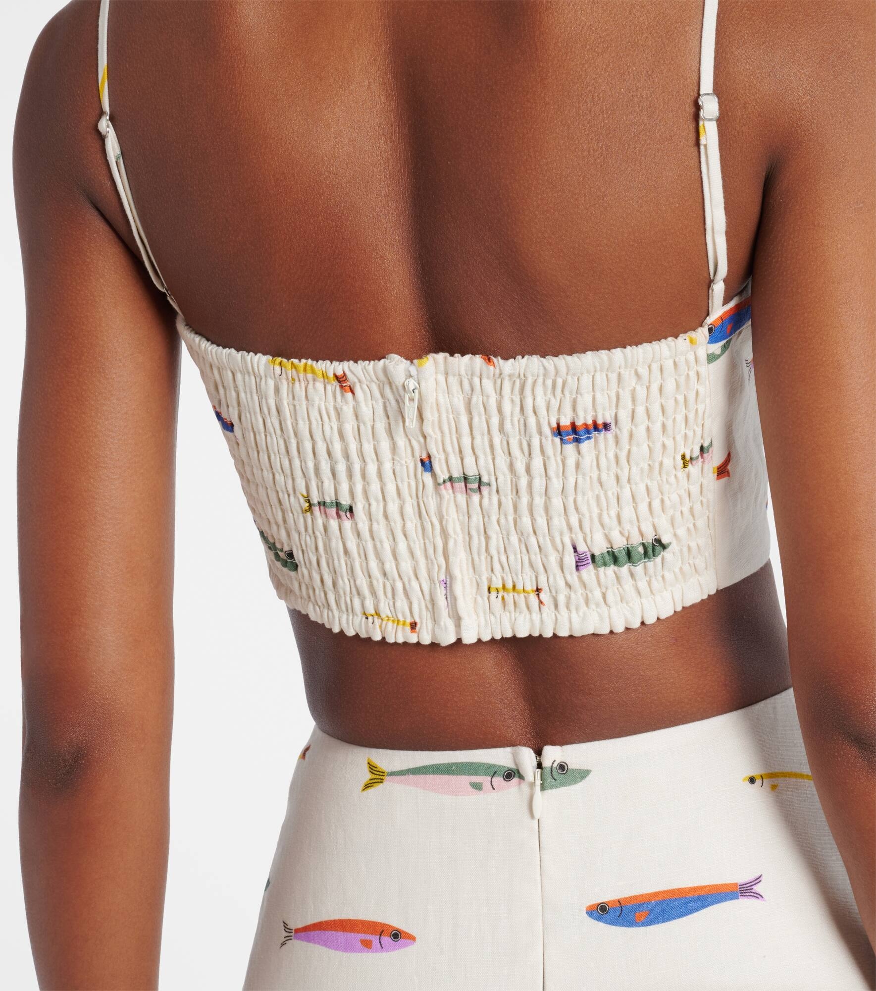 Federico printed linen crop top - 5