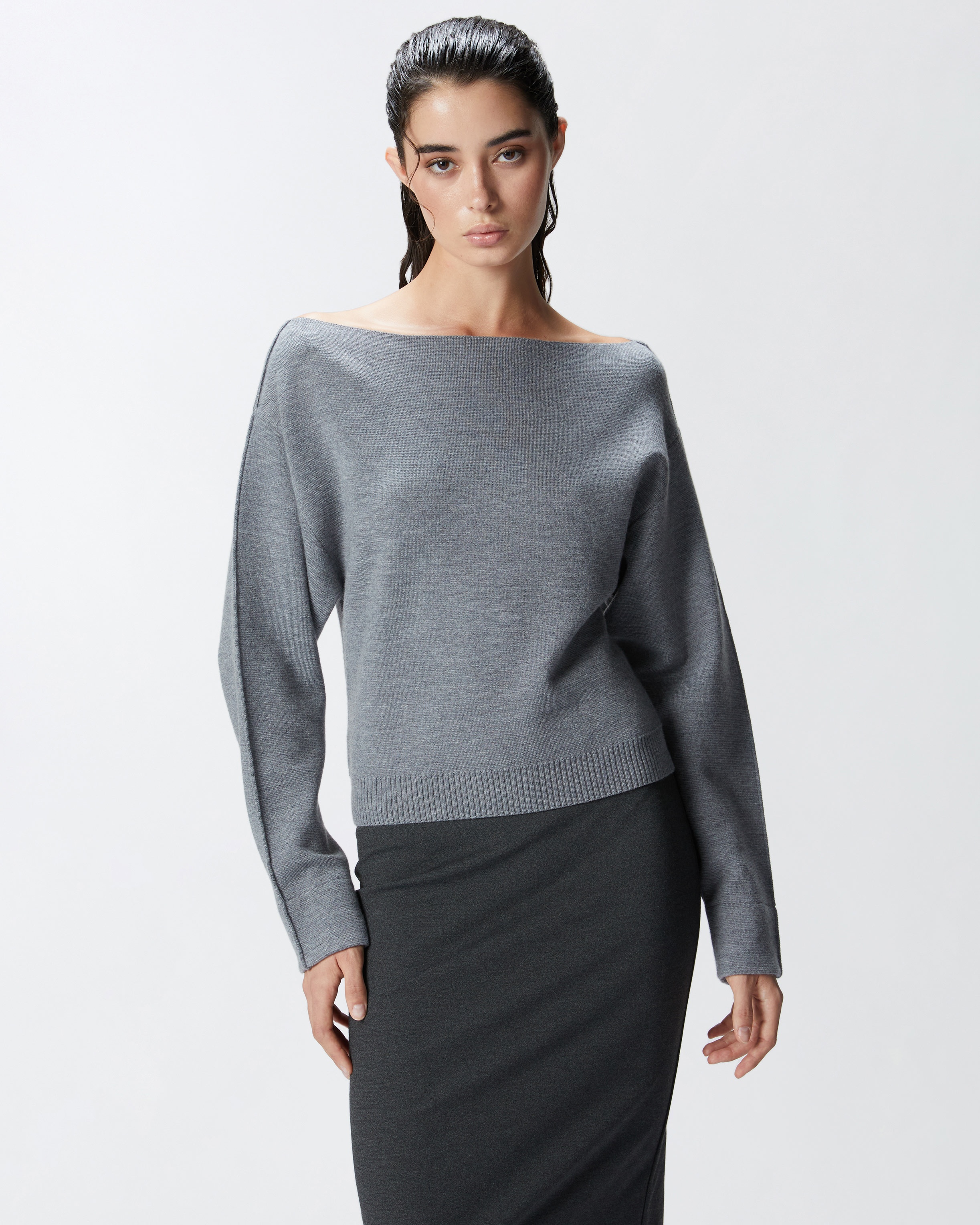 WOOL SWEATER WITH BOAT NECKLINE - 2