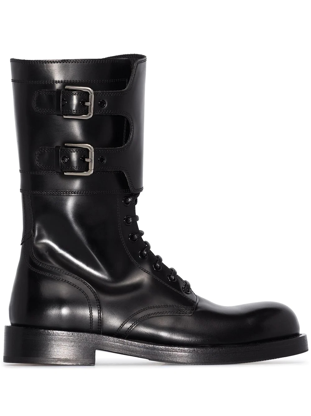 polished leather military boots - 1