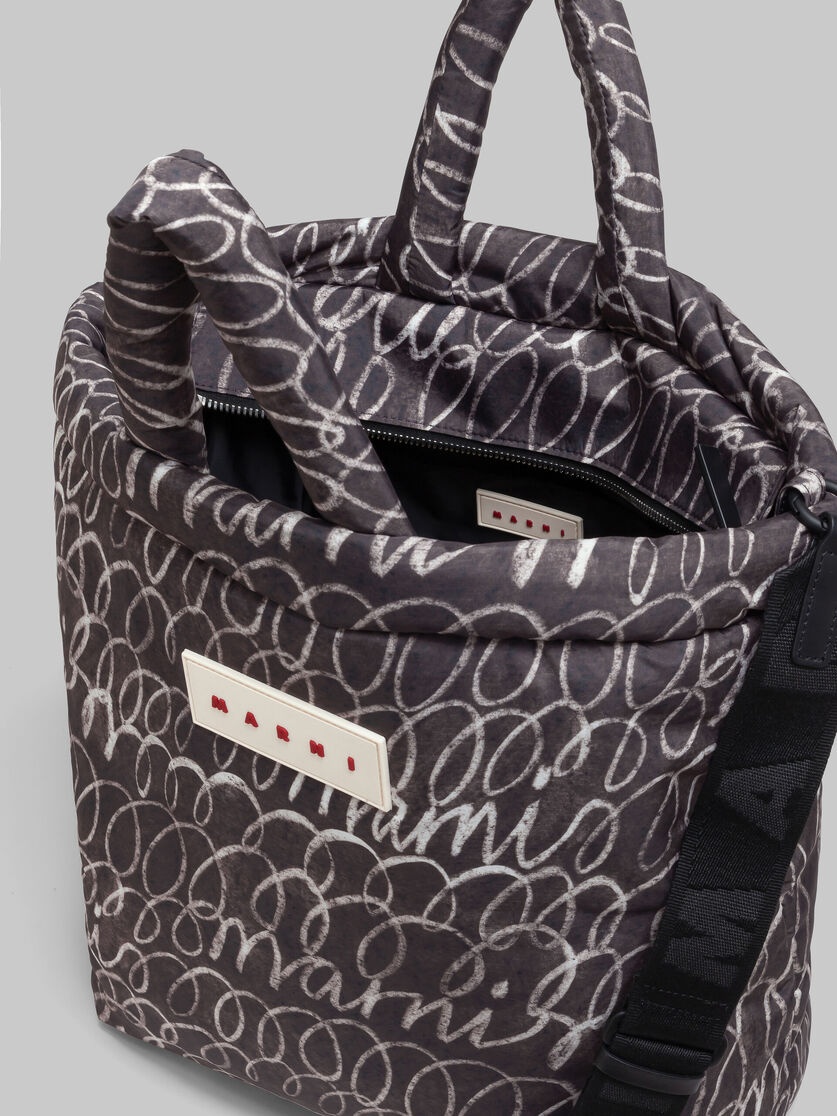 BLACK PUFF TOTE BAG WITH MARNI SCRIBBLE PRINT - 3