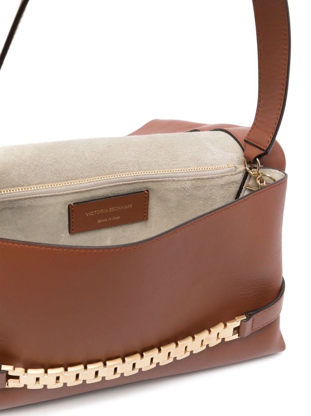chain-link leather shoulder bag - 5