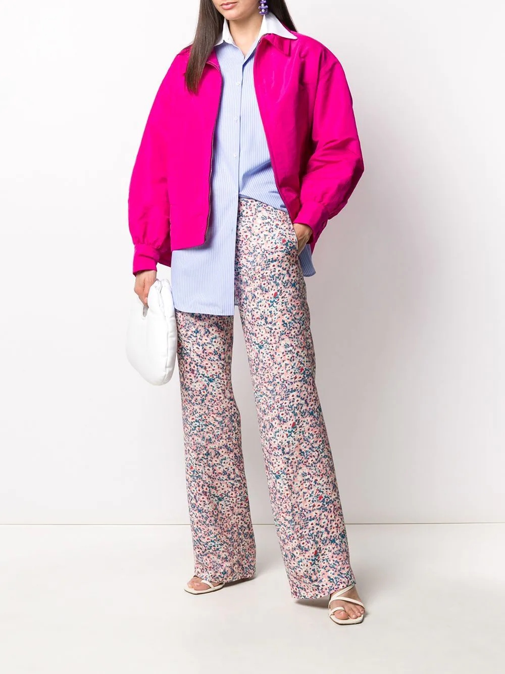 daisy print wide-leg trousers - 2