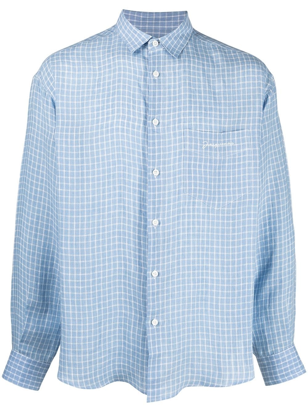 check-print linen shirt - 1