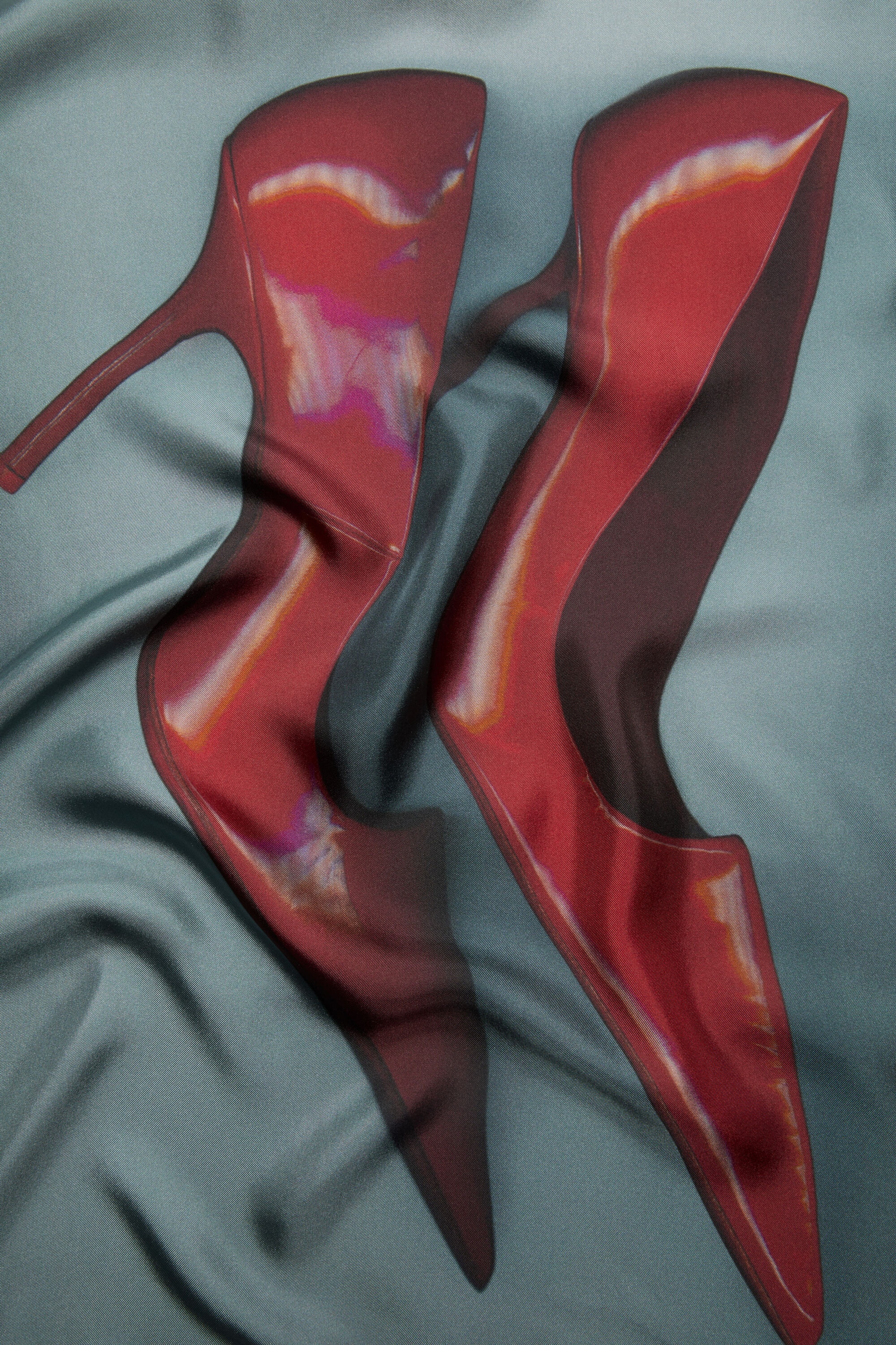 Print silk scarf - Grey/beige 6