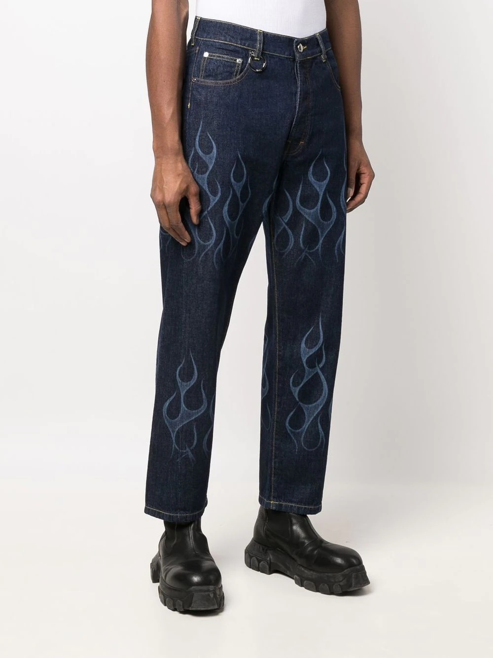 flame-print straight-leg jeans - 3