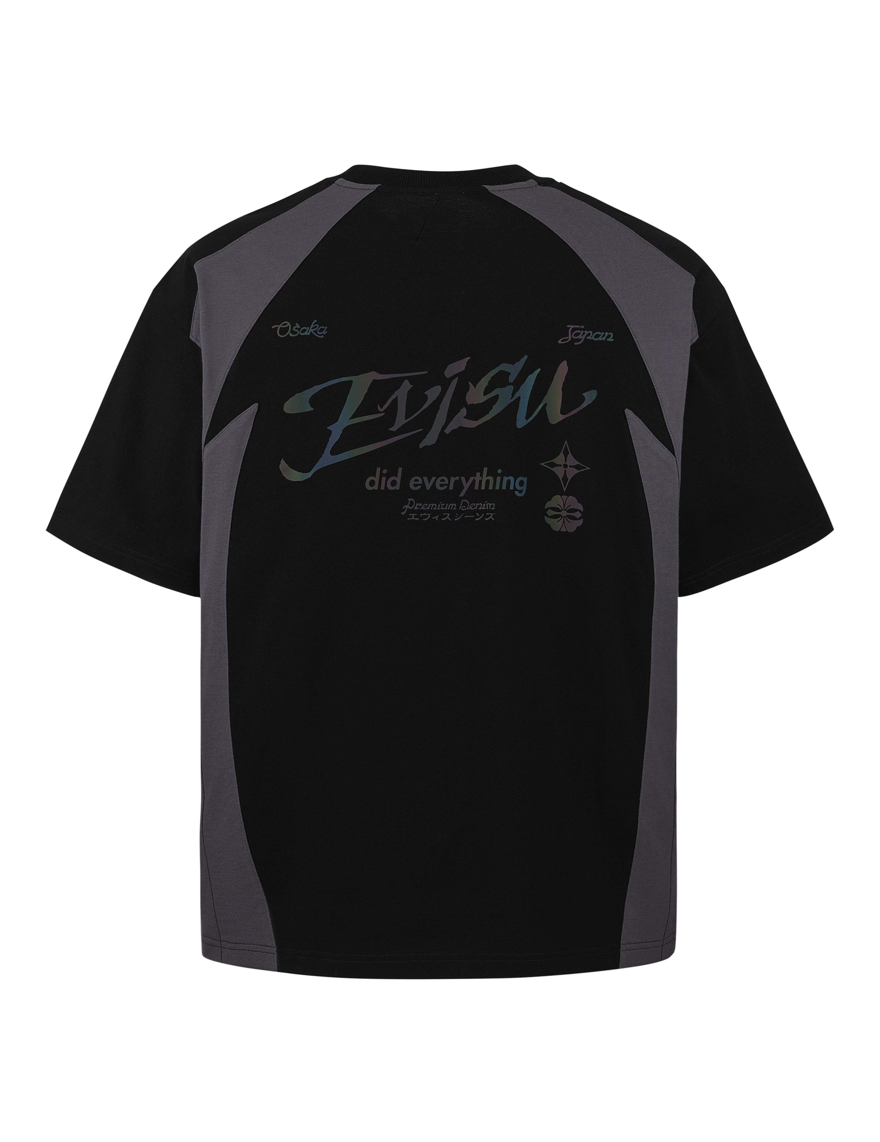 Panel Blocking with Colorful Logo Print Loose Fit T-Shirt - 10