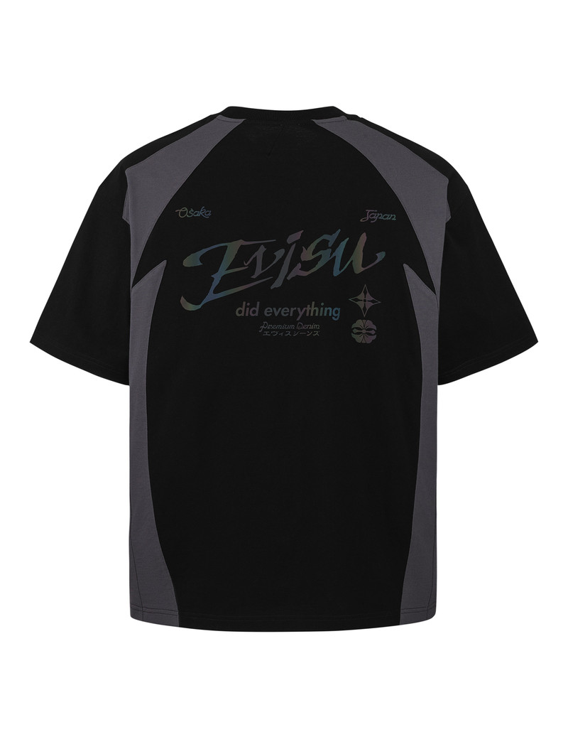 Panel Blocking with Colorful Logo Print Loose Fit T-Shirt 10